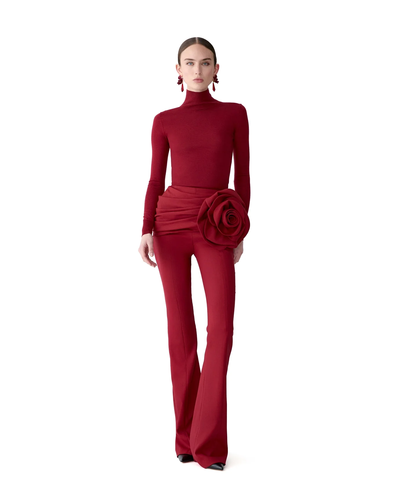 Kenny Bootcut Pant with Draped Flower | Garnet - Image 2