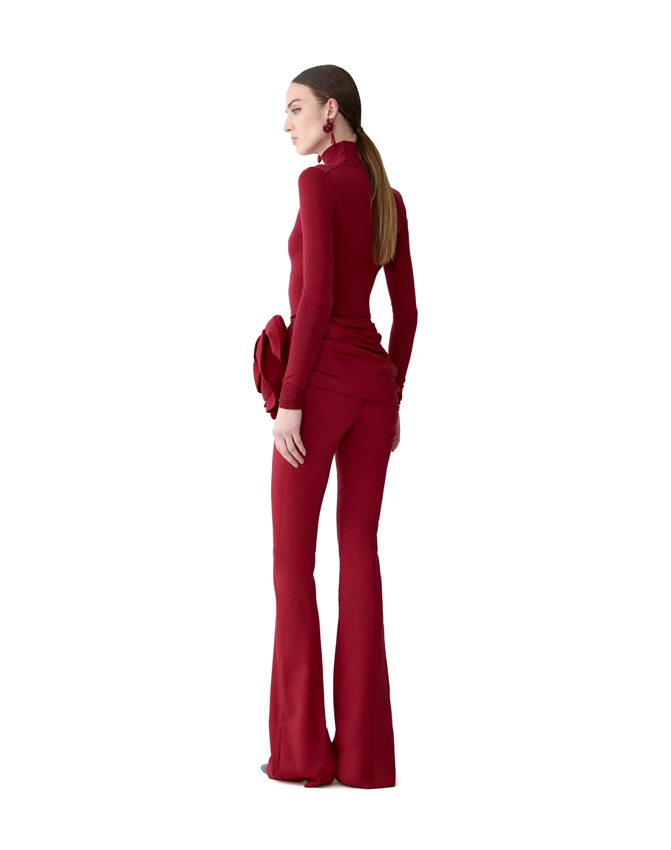 Kenny Bootcut Pant with Draped Flower | Garnet - Image 3