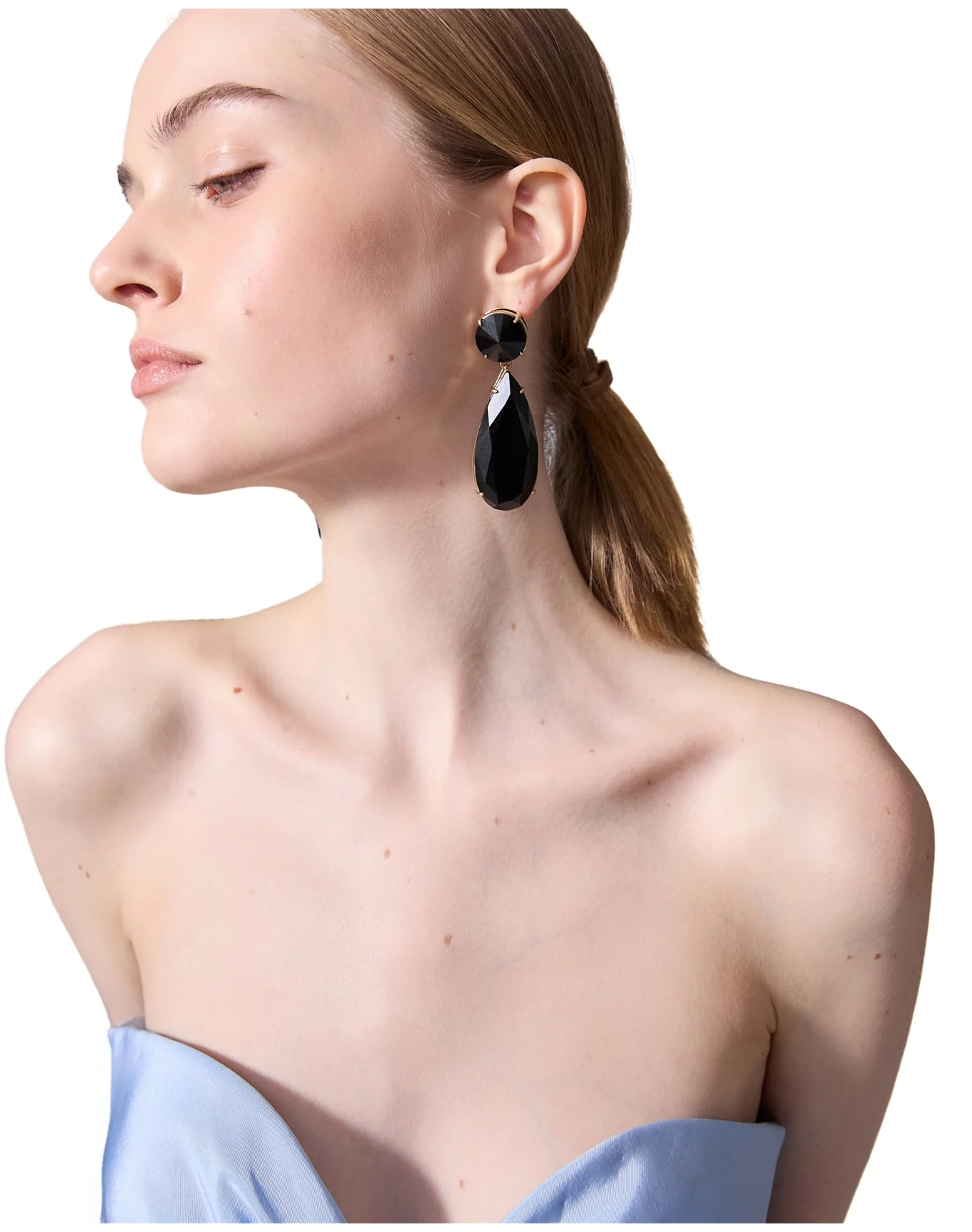 Large Teardrop Crystal Earrings | Jet Black - Image 3