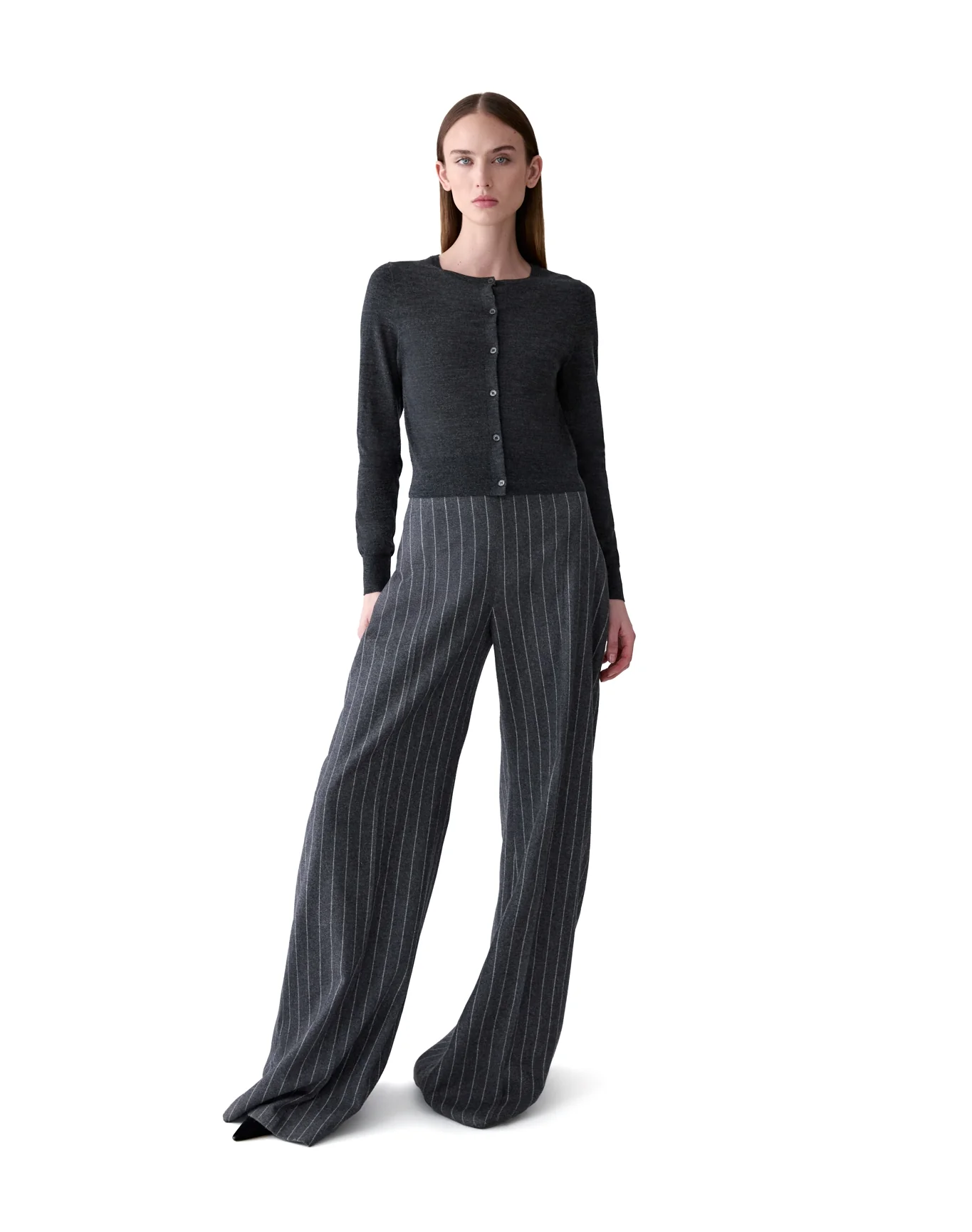 Long Sleeve Cardigan | Charcoal Grey - Image 7