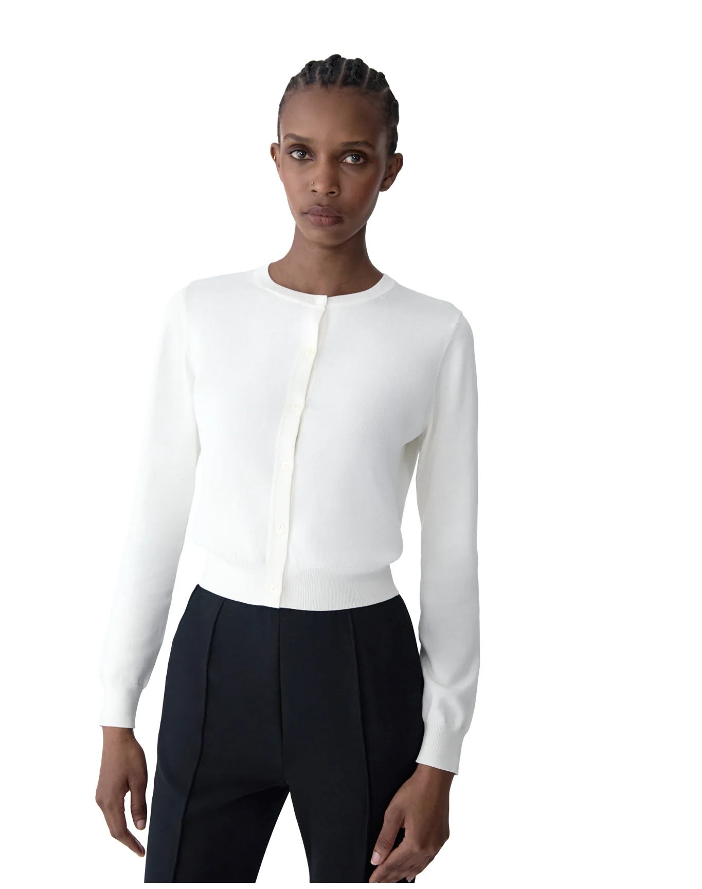 Long Sleeve Cardigan | White - Image 3