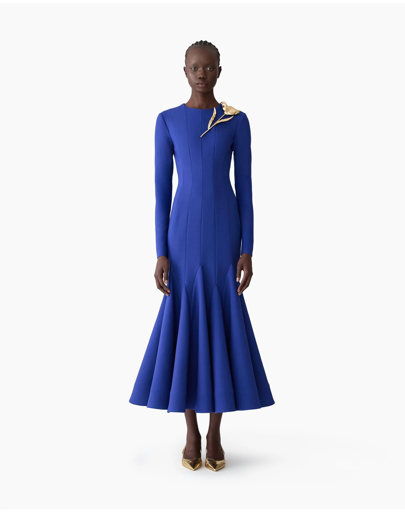 Long Sleeve Crewneck Midi Dress | Dark Navy - Image 2