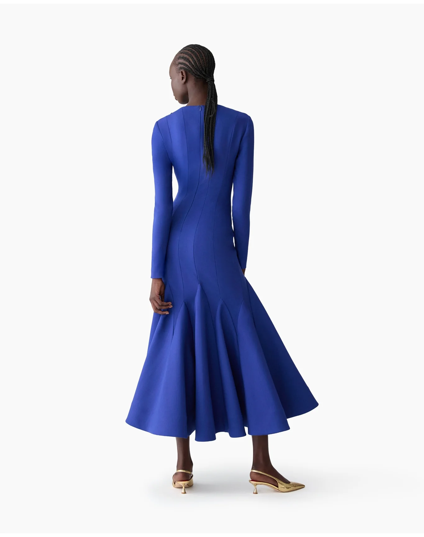 Long Sleeve Crewneck Midi Dress | Dark Navy - Image 3