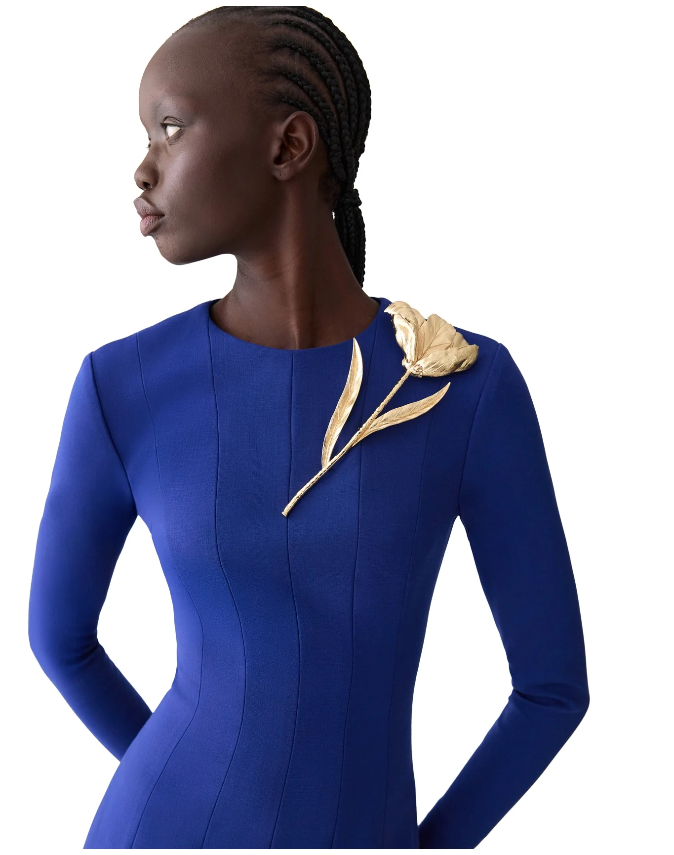 Long Sleeve Crewneck Midi Dress | Dark Navy - Image 4
