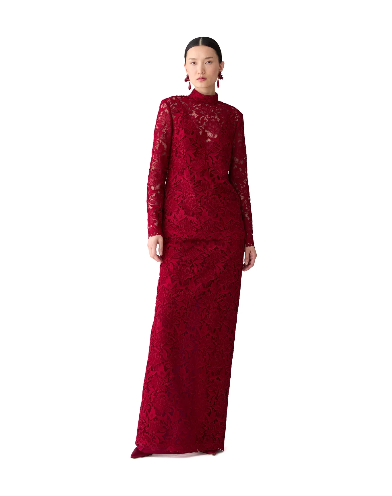 Long Sleeve Mock Neck Top | Garnet - Image 2