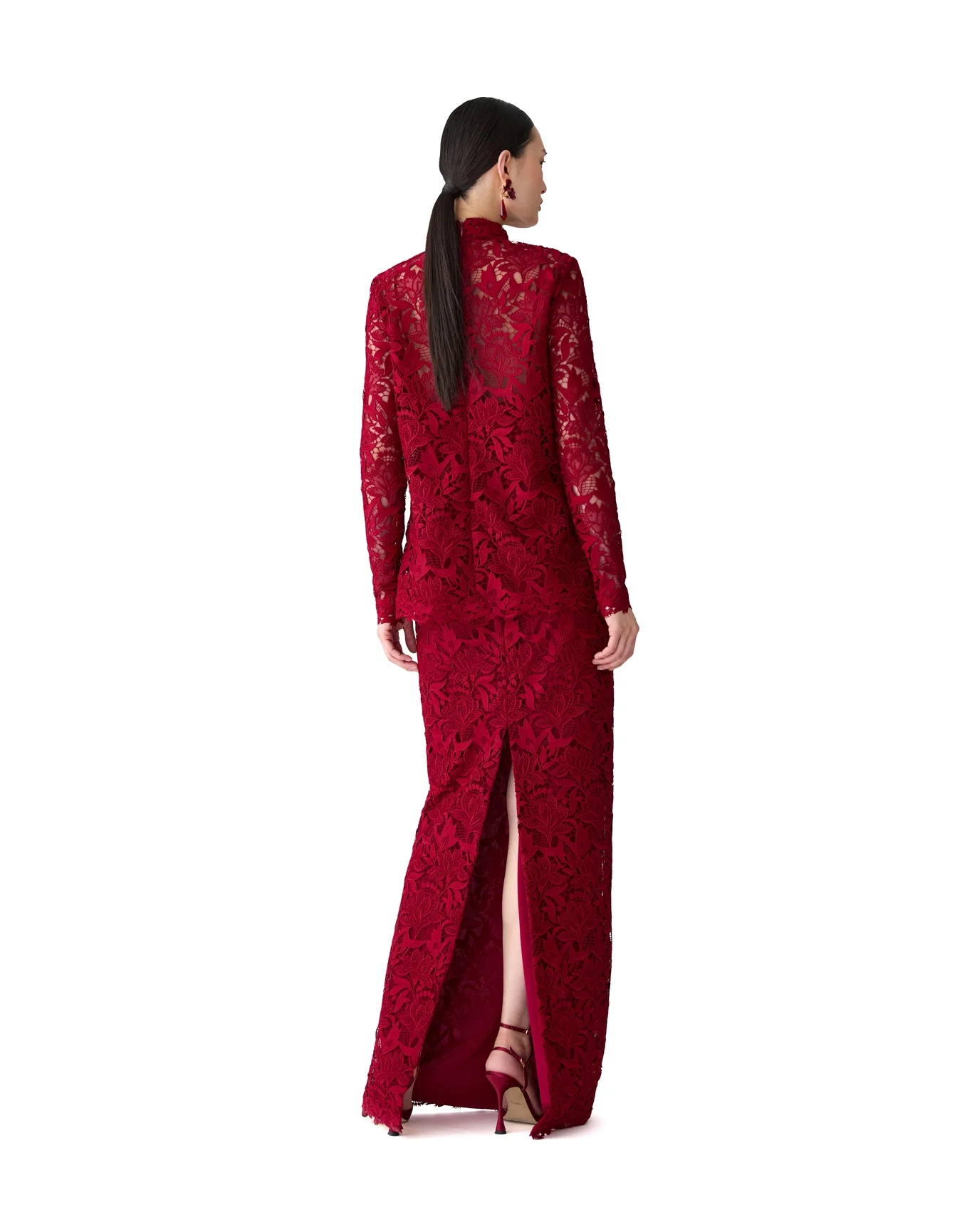 Long Sleeve Mock Neck Top | Garnet - Image 3