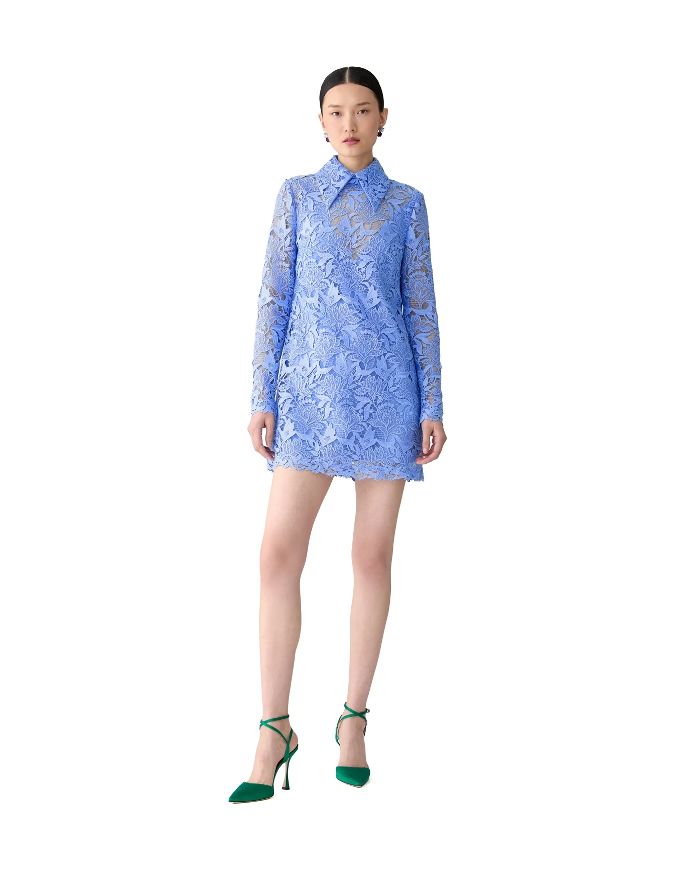 Long Sleeve Shift Dress with Collar | Cornflower - Image 2