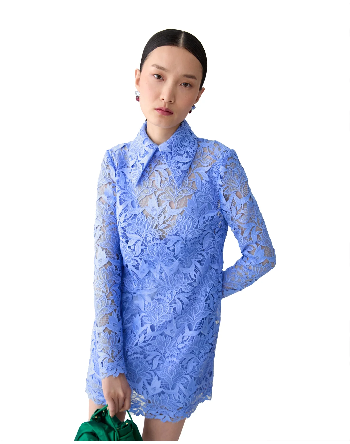 Long Sleeve Shift Dress with Collar | Cornflower - Image 4