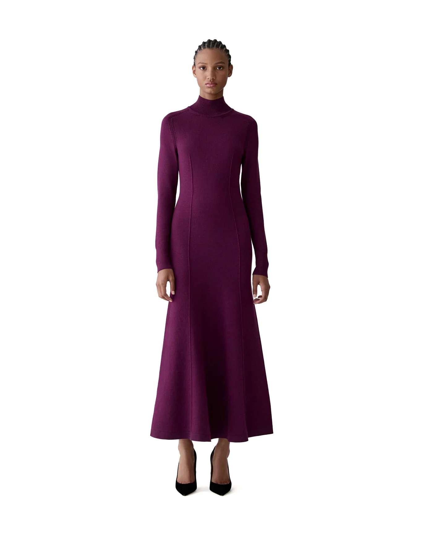 Long Sleeve Turtleneck Dress | Eggplant - Image 2