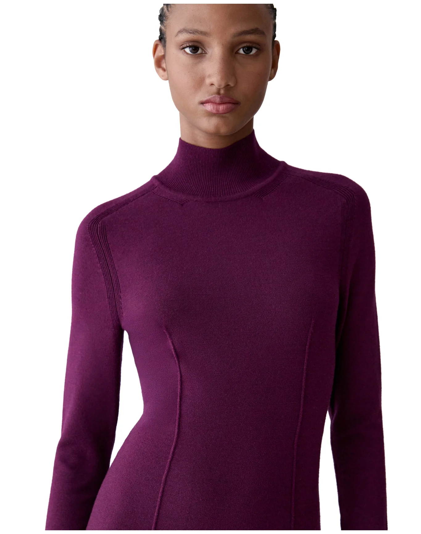 Long Sleeve Turtleneck Dress | Eggplant - Image 4