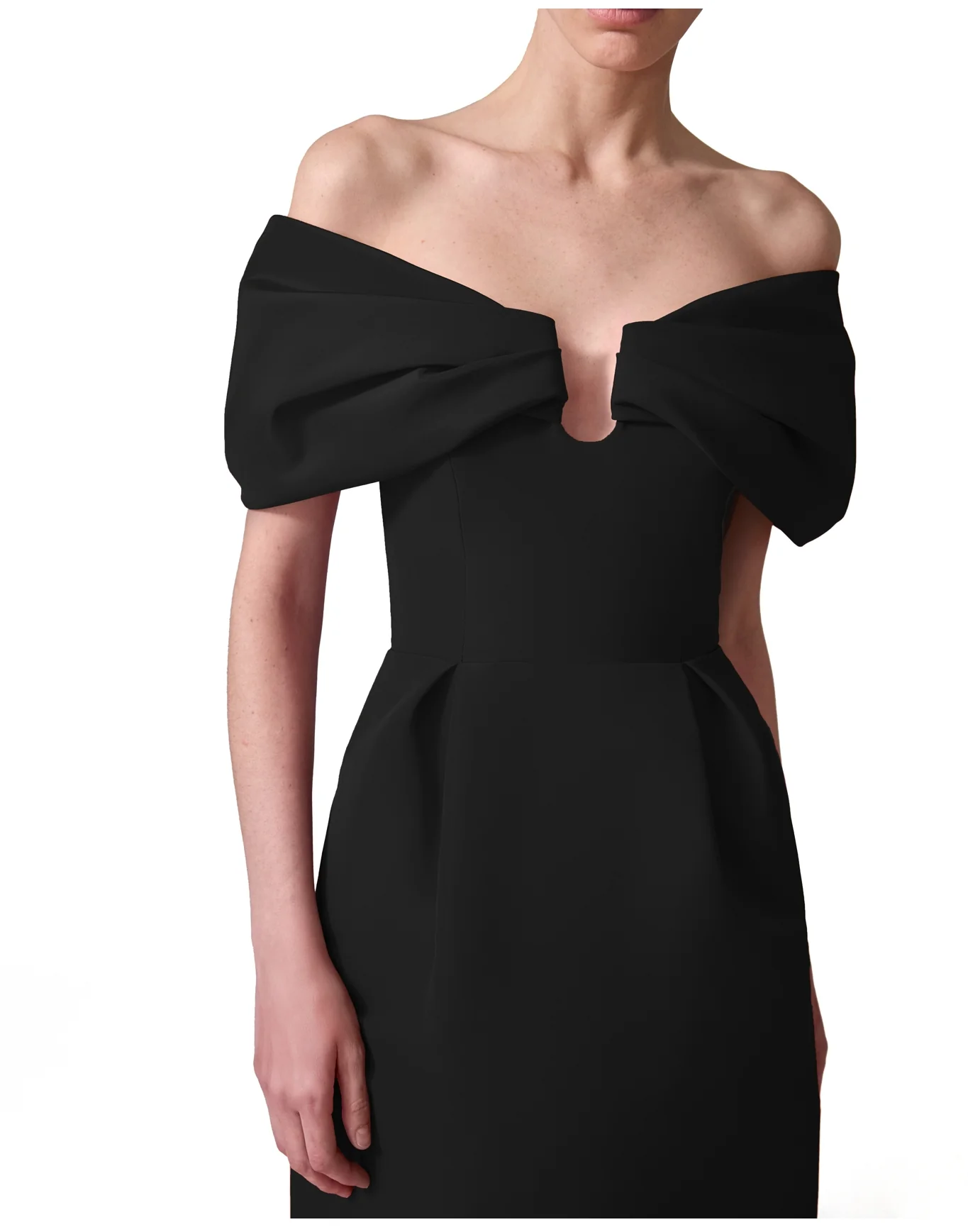 Off Shoulder Column Dress | Black - Image 2