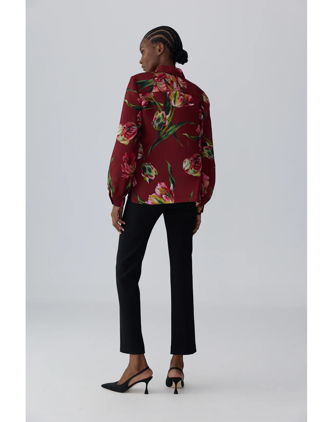 Puff Sleeve Button Down Top | Garnet Multi - Image 3