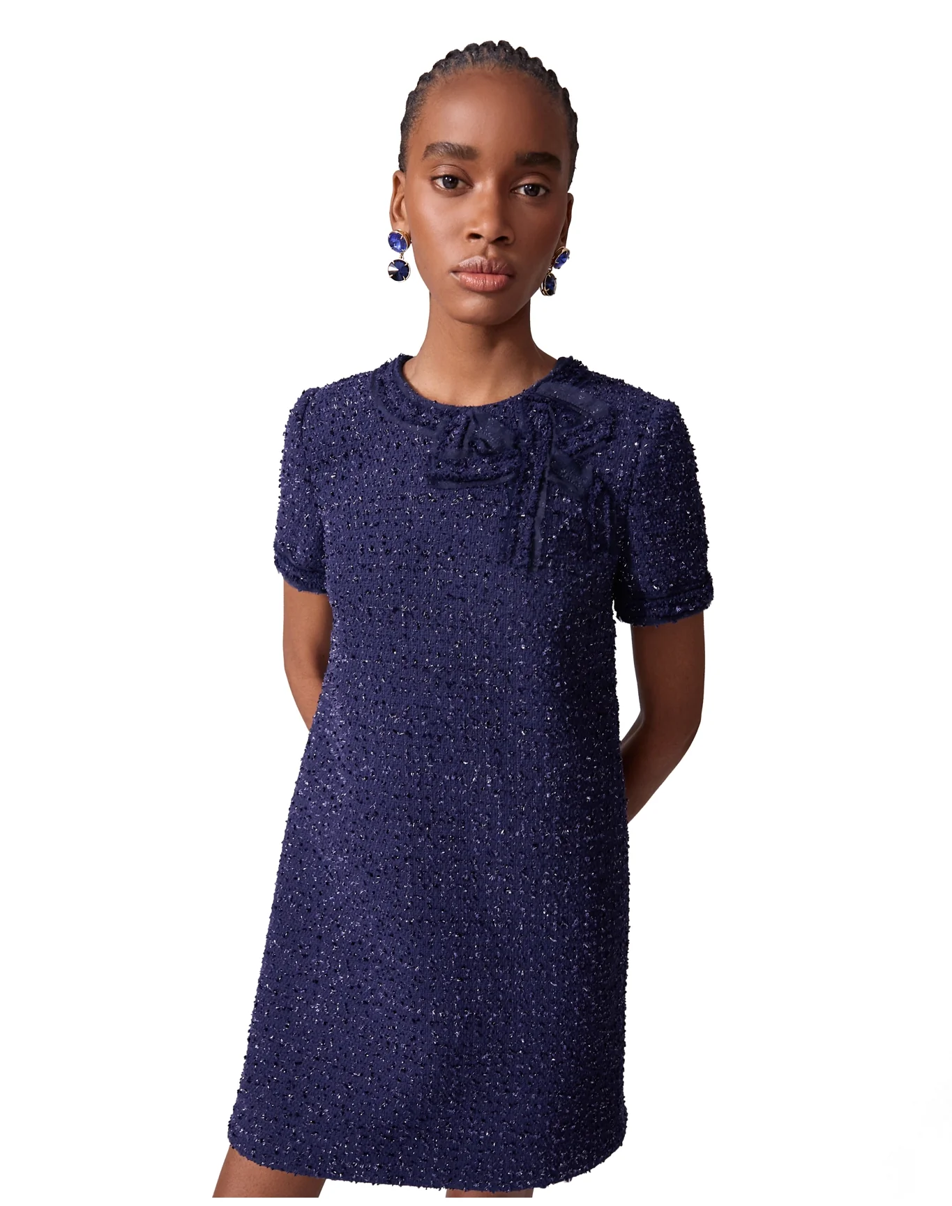 Short Sleeve Shift Dress | Midnight - Image 4