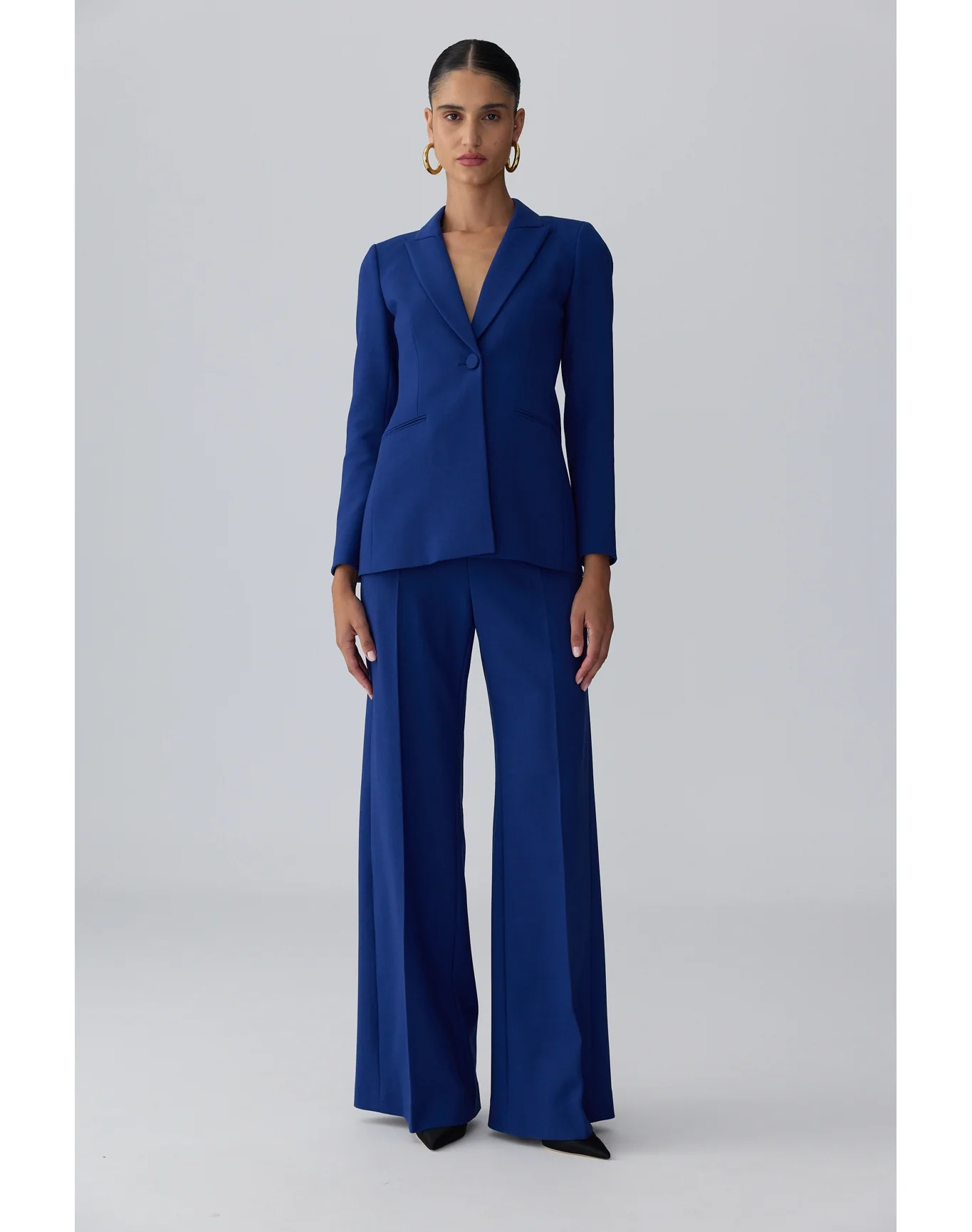 Single-Breasted Peak Lapel Jacket | Dark Navy - Image 2