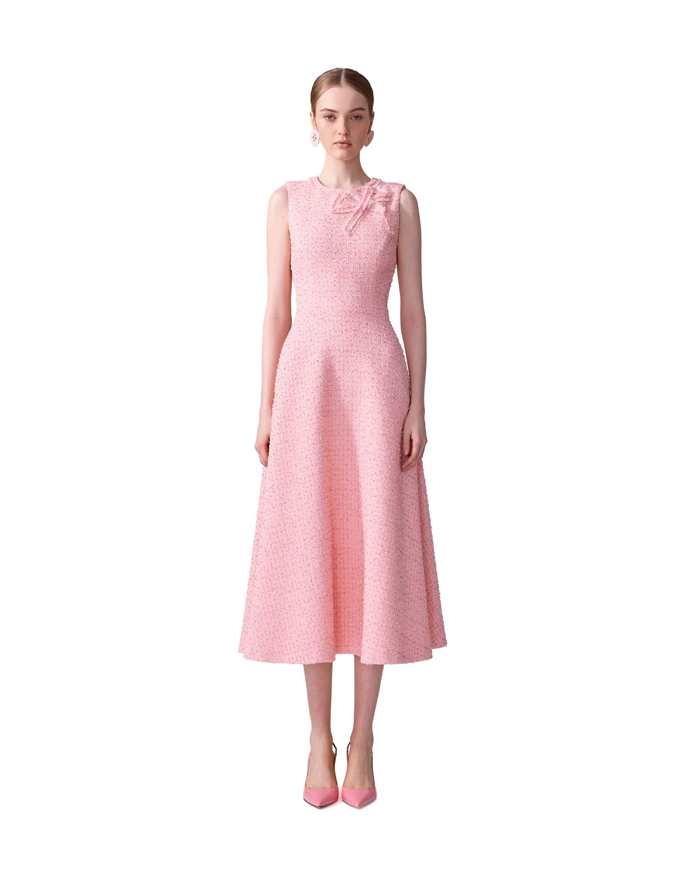Sleeveless A-Line Midi Dress | Blossom Pink - Image 2