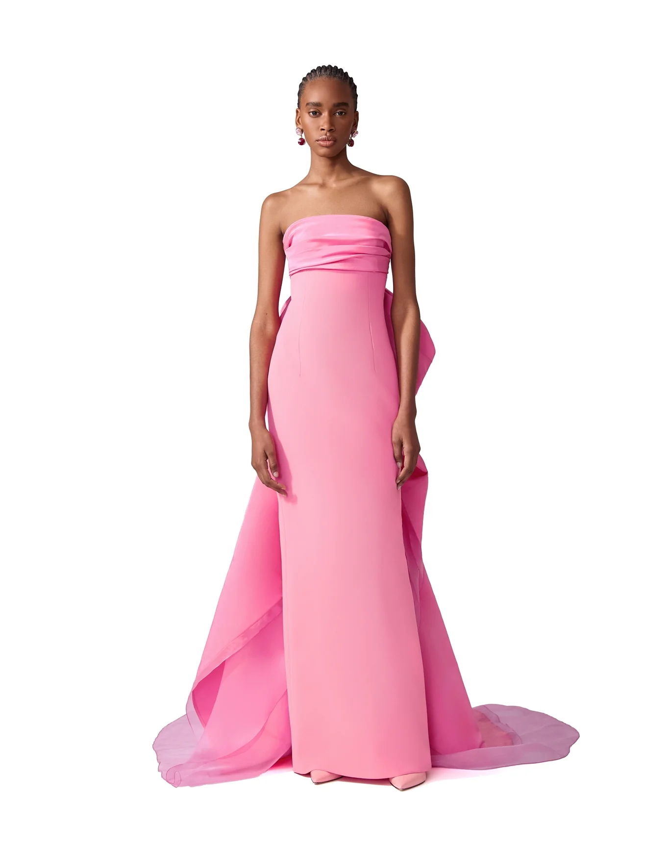 Strapless Column Gown with Bow Train | Happy Pink - Image 2