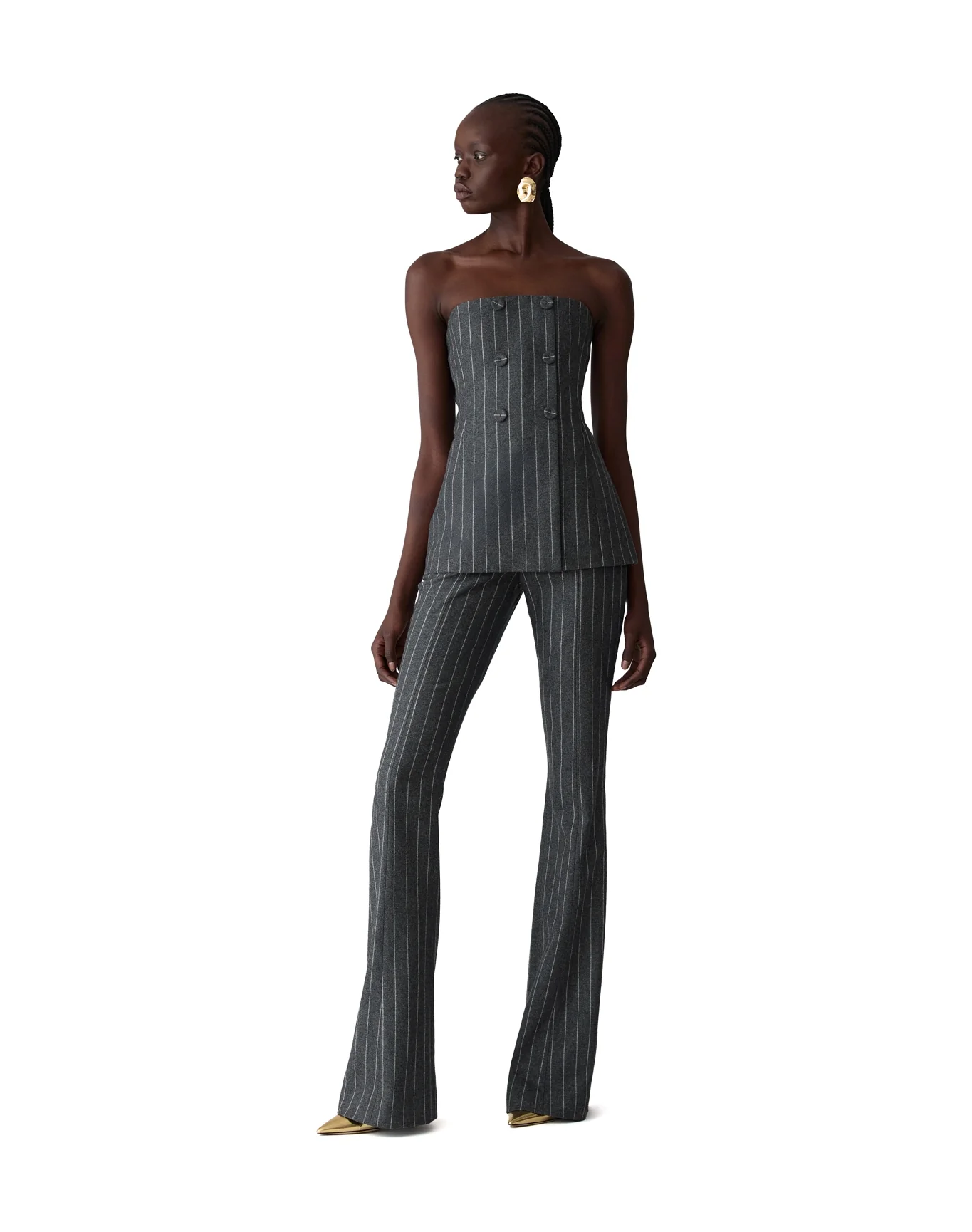 Strapless Double Breasted Top | Charcoal Grey M - Image 2