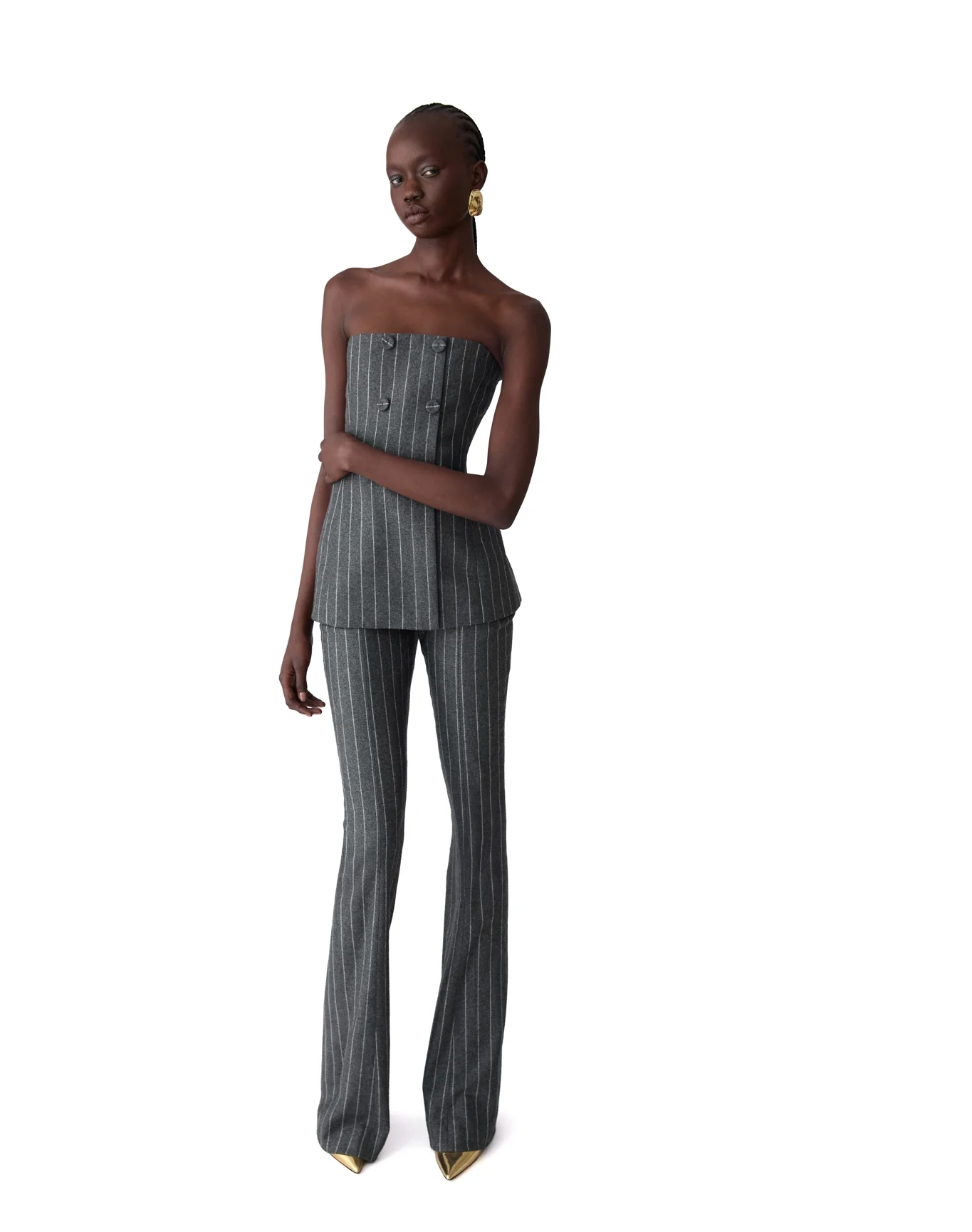 Strapless Double Breasted Top | Charcoal Grey M - Image 7