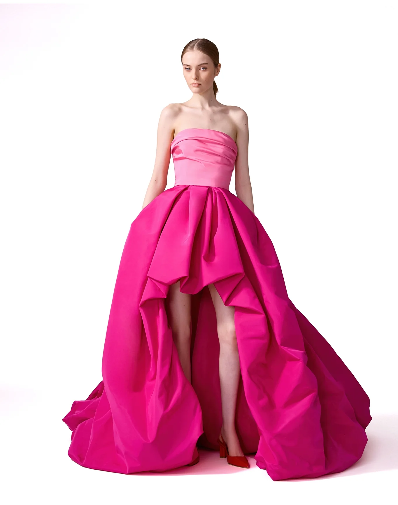 Strapless Hi-Lo Gown | Berry Multi - Image 2