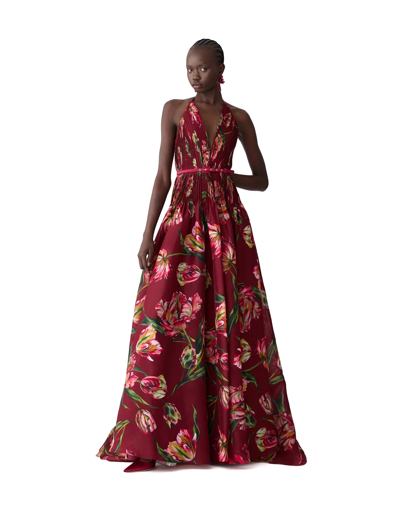 Strappy V-Neck Hi-Lo Gown | Garnet Multi - Image 2