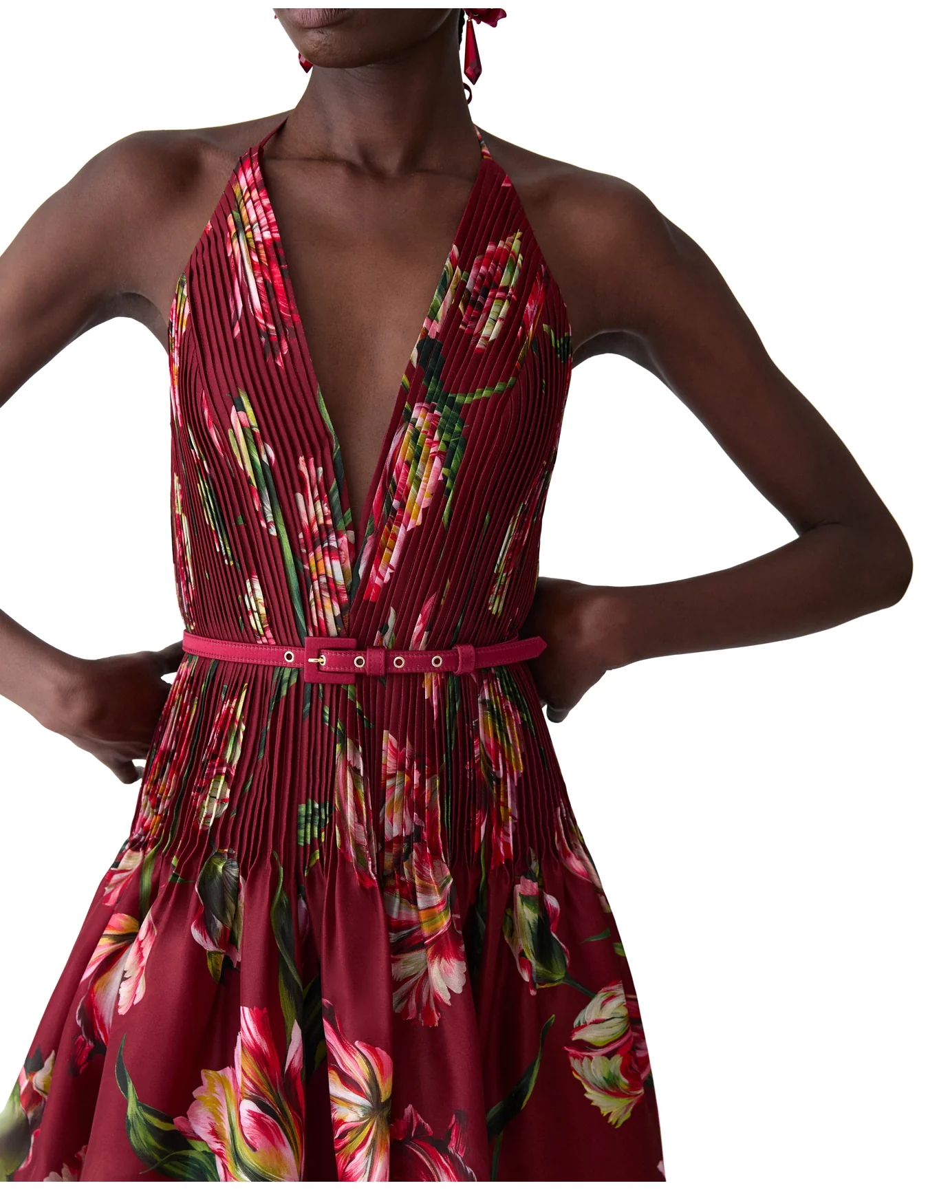 Strappy V-Neck Hi-Lo Gown | Garnet Multi - Image 4