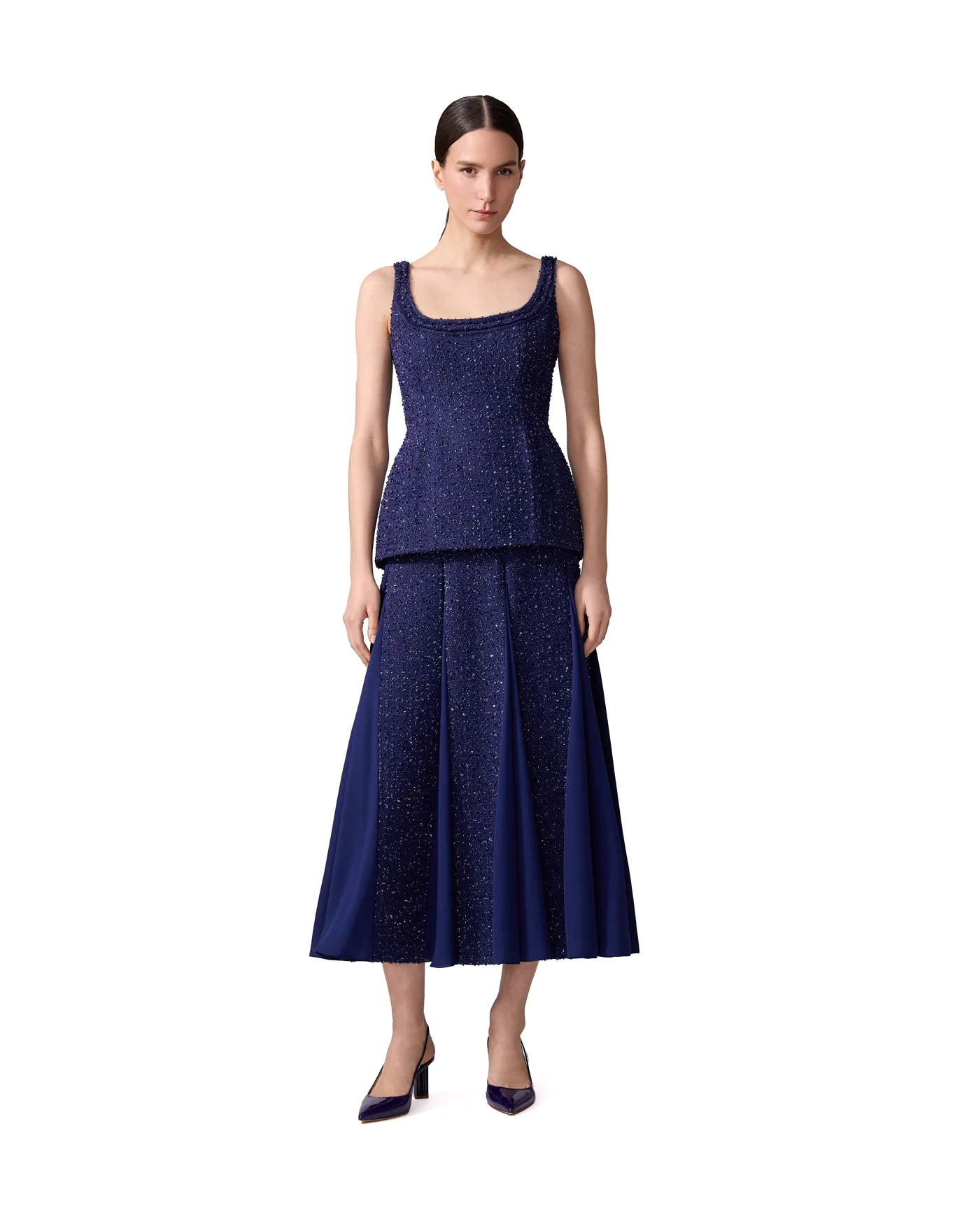Structured Sleeveless Peplum Top | Midnight - Image 2