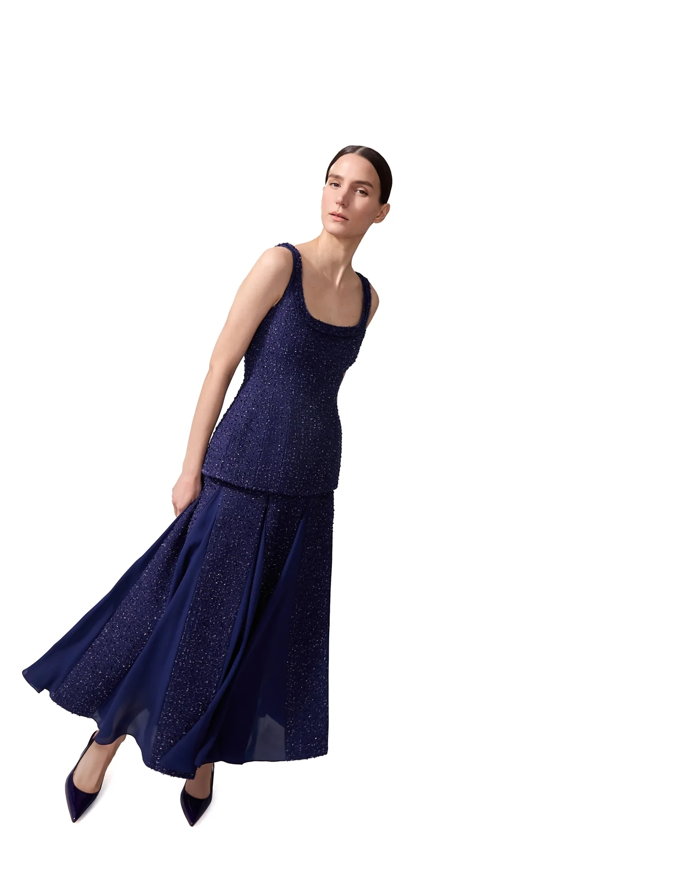 Structured Sleeveless Peplum Top | Midnight - Image 4