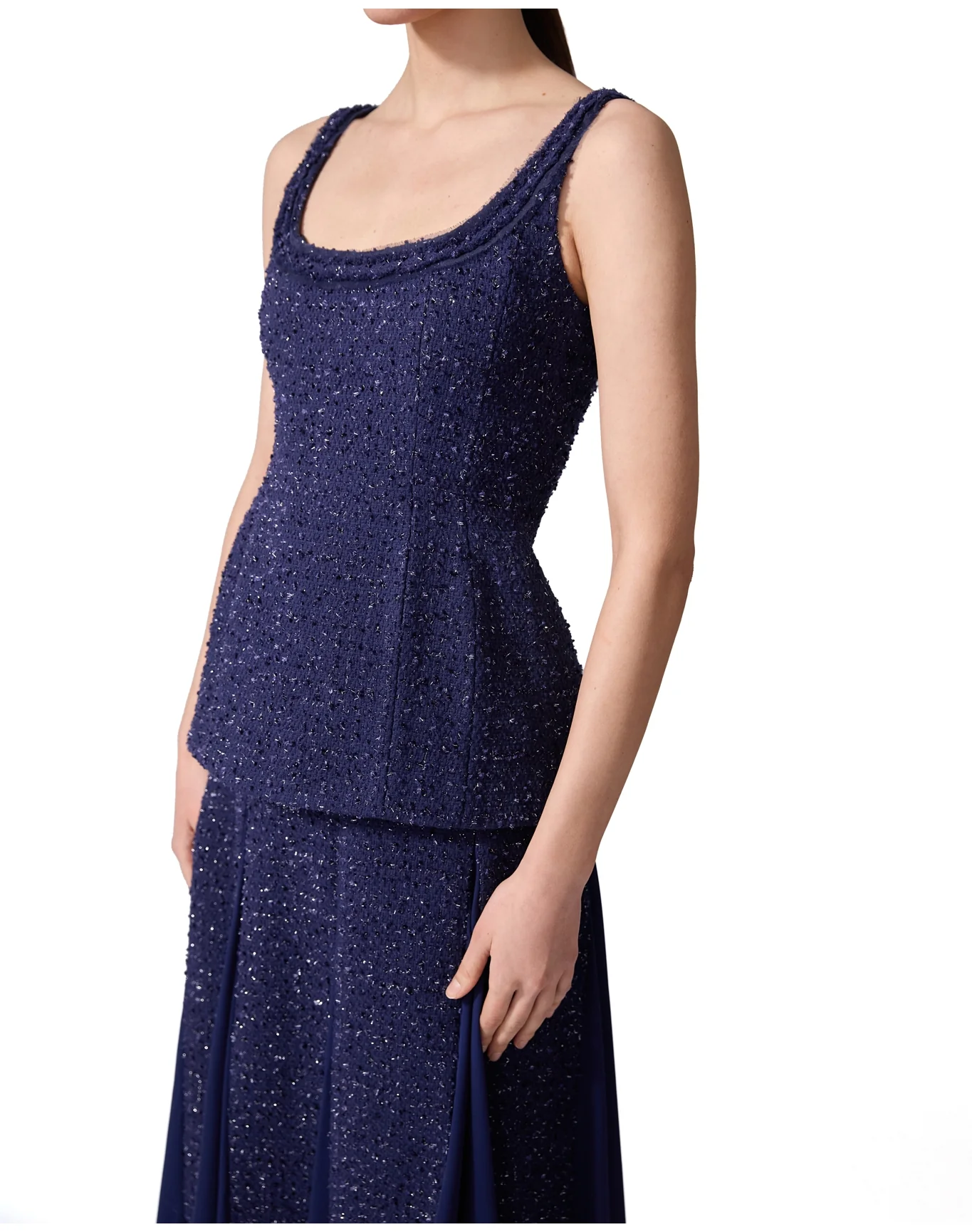 Structured Sleeveless Peplum Top | Midnight - Image 5