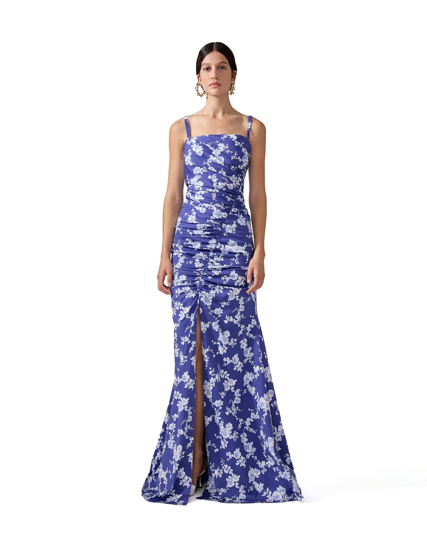 Thin Strap Gathered Gown with Slit | Nautilus Multi - Image 2