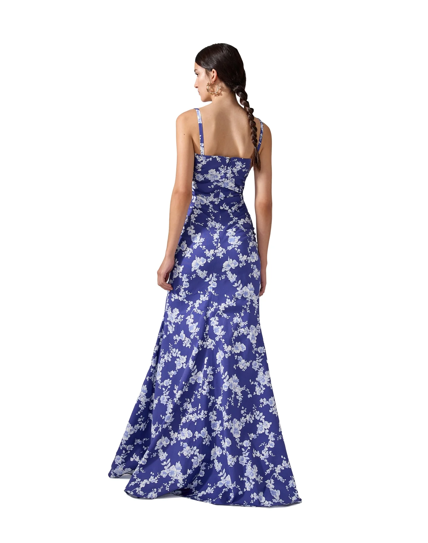 Thin Strap Gathered Gown with Slit | Nautilus Multi - Image 3