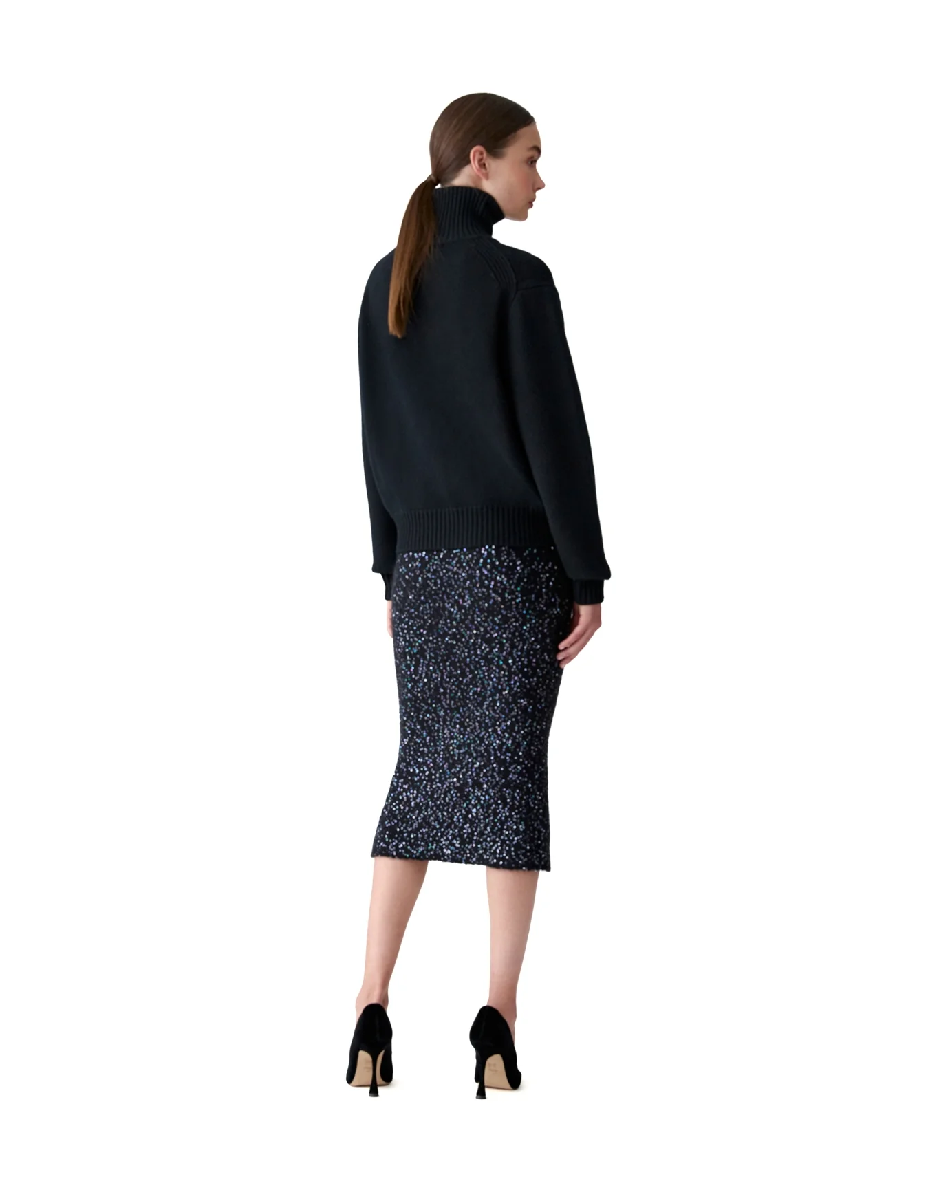Turtleneck Sweater With Embroidery | Black - Image 3
