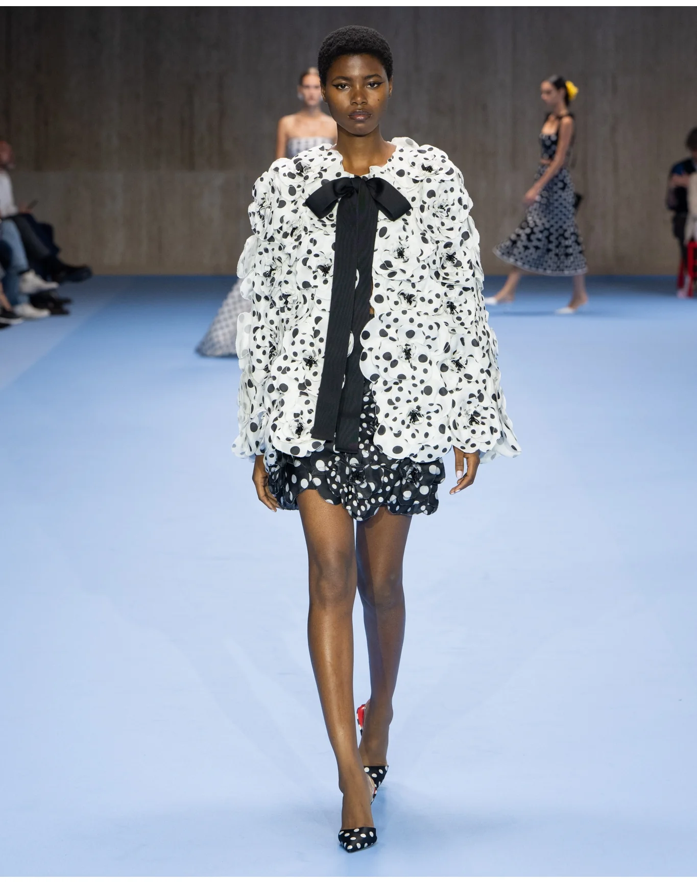 Embroidered Mini Cape | Ivory x Black - Image 2