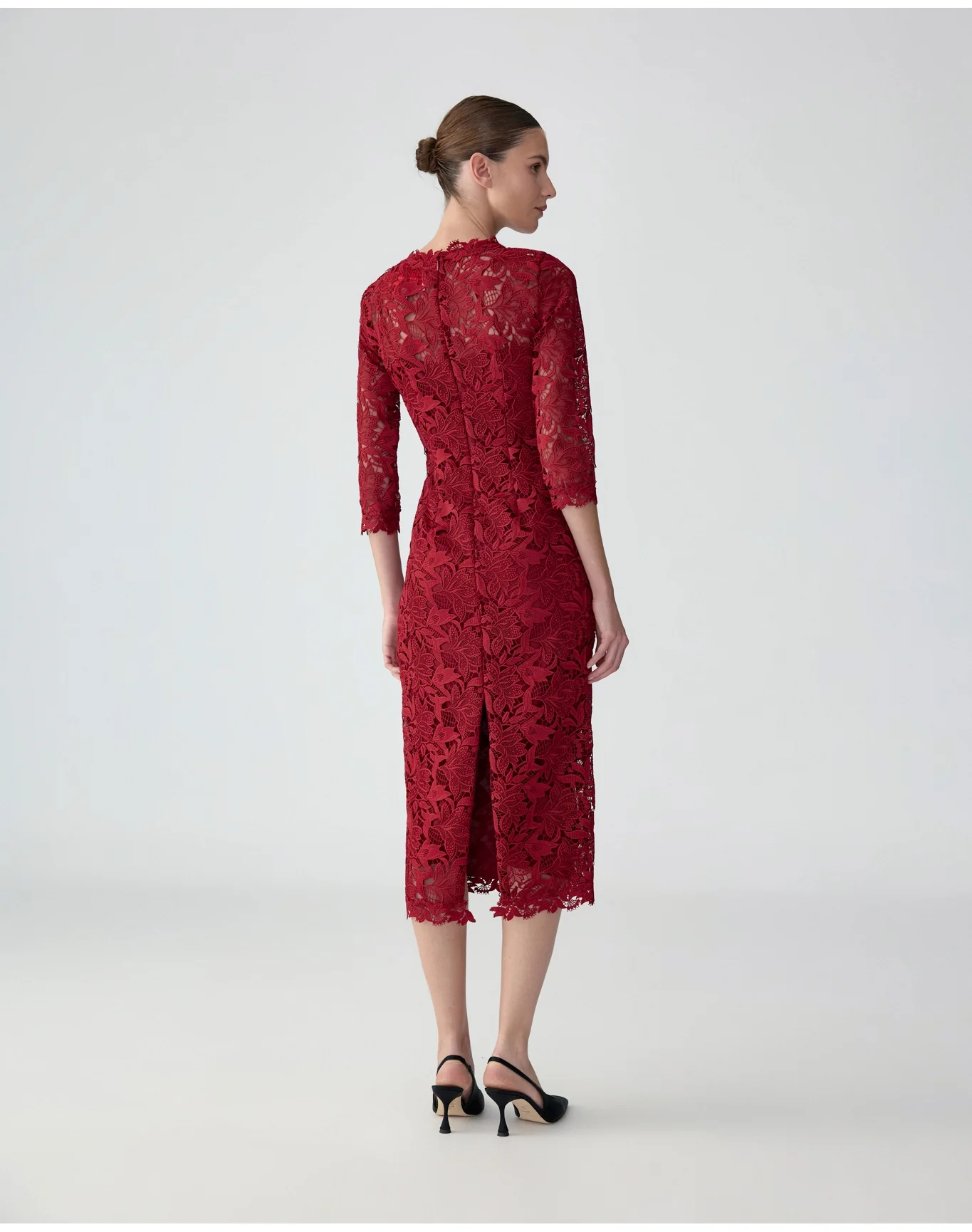 Long Sleeve Crewneck Midi Dress | Garnet - Image 4