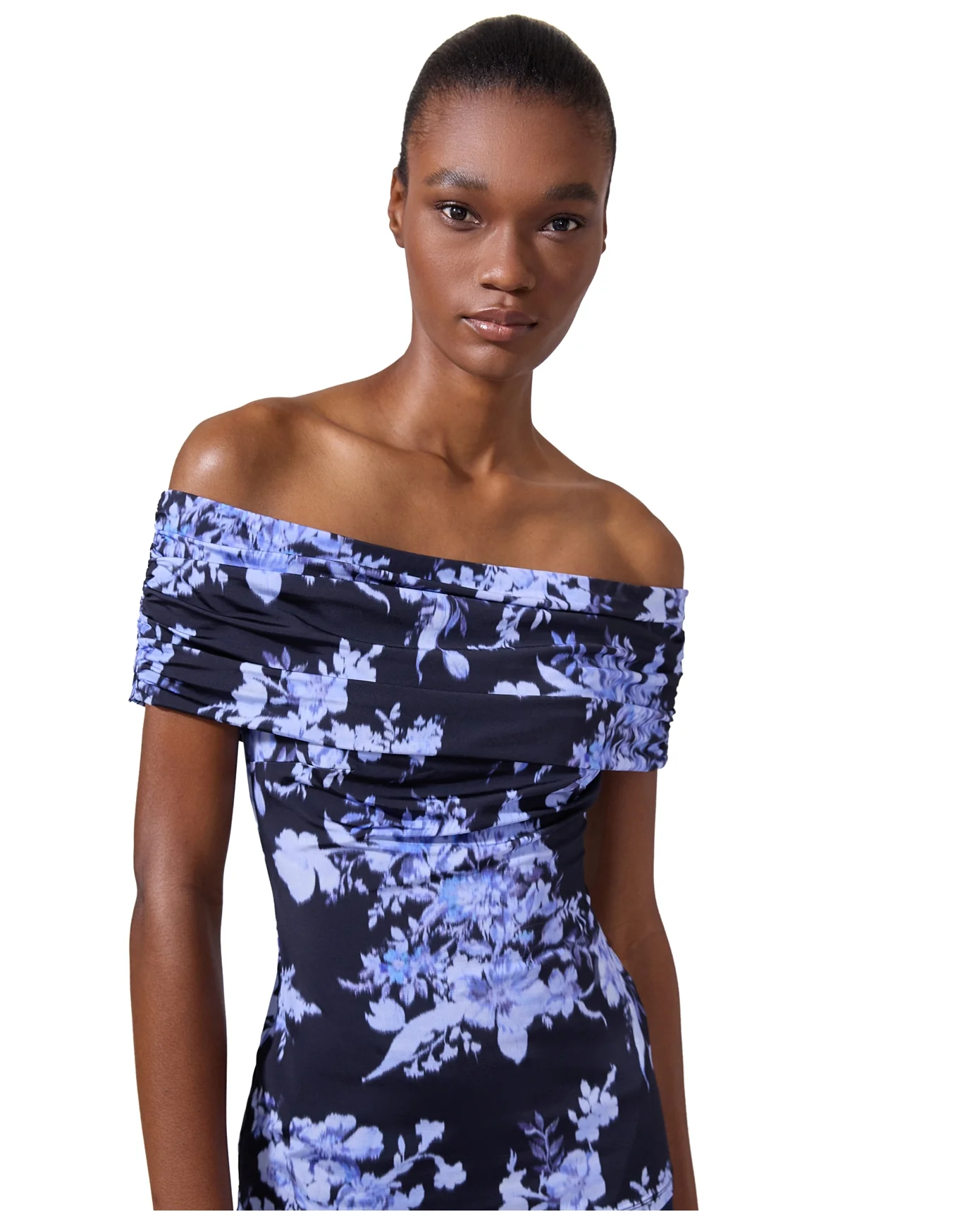 Off Shoulder Gathered Top | Midnight Multi - Image 2