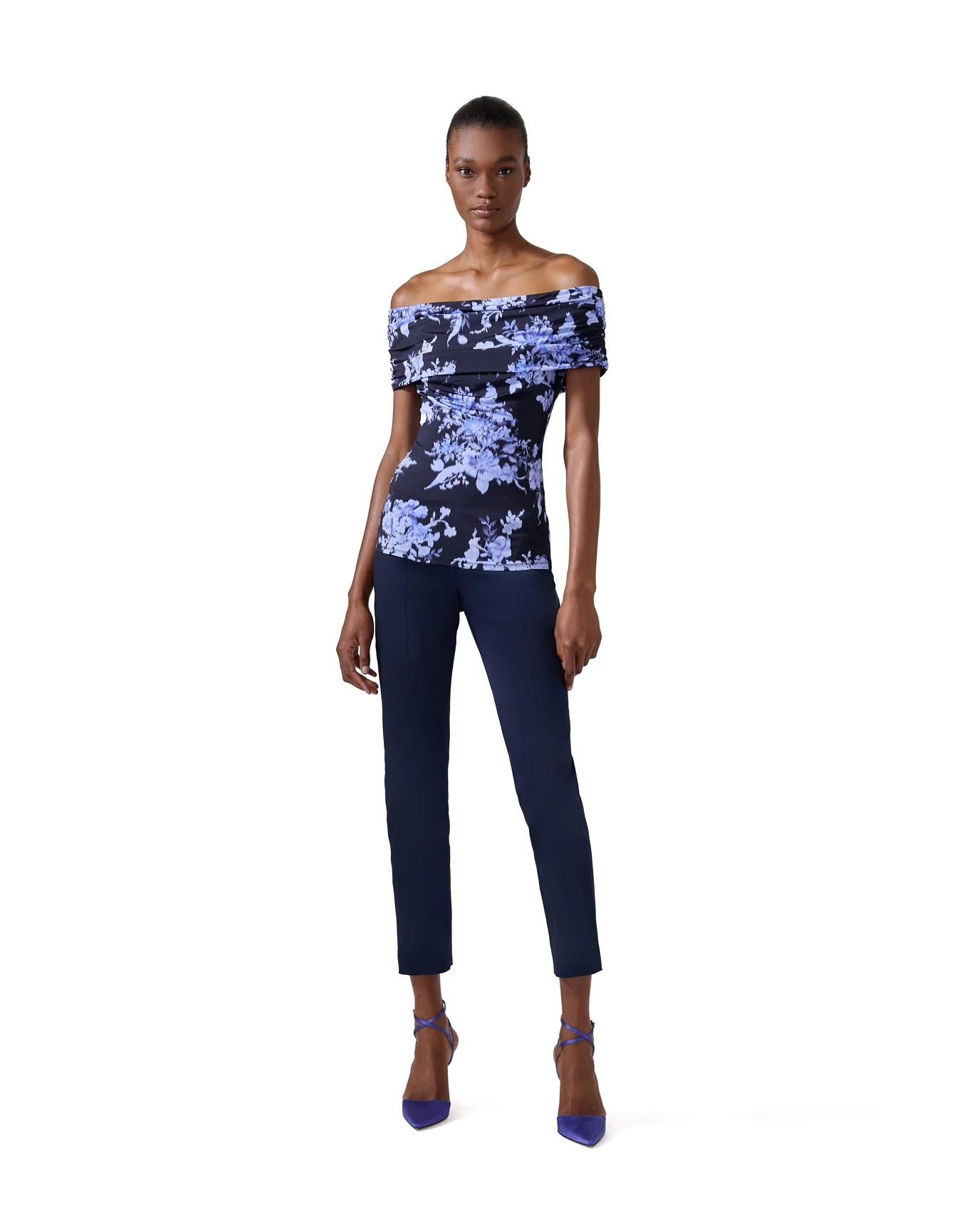 Off Shoulder Gathered Top | Midnight Multi - Image 4