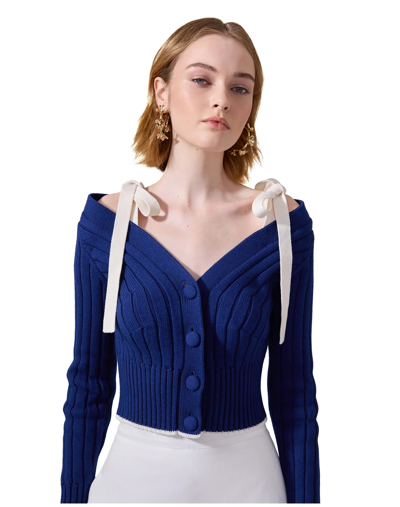 Off Shoulder With Ties | Navy - Image 2