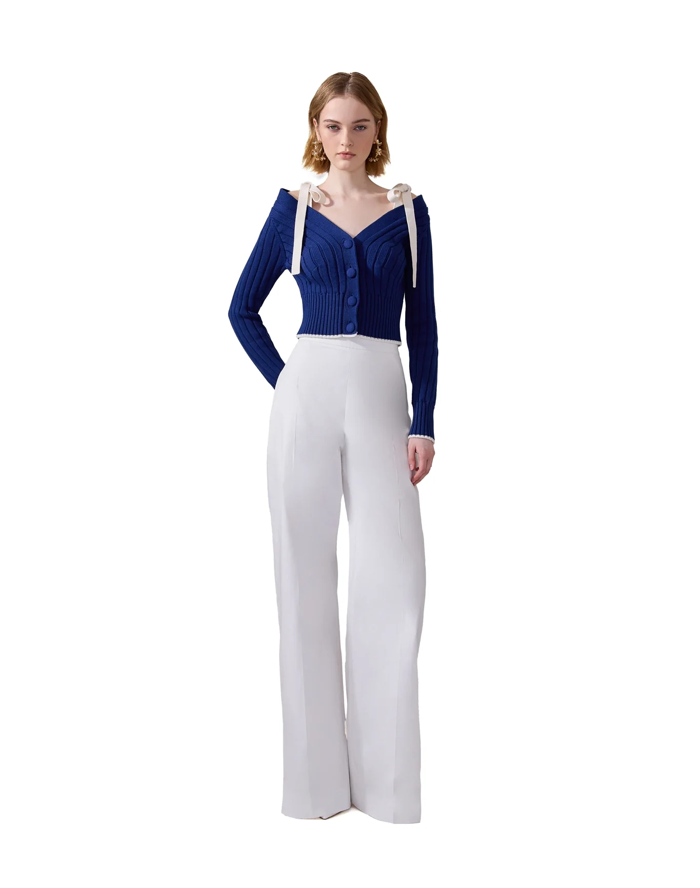 Off Shoulder With Ties | Navy - Image 4