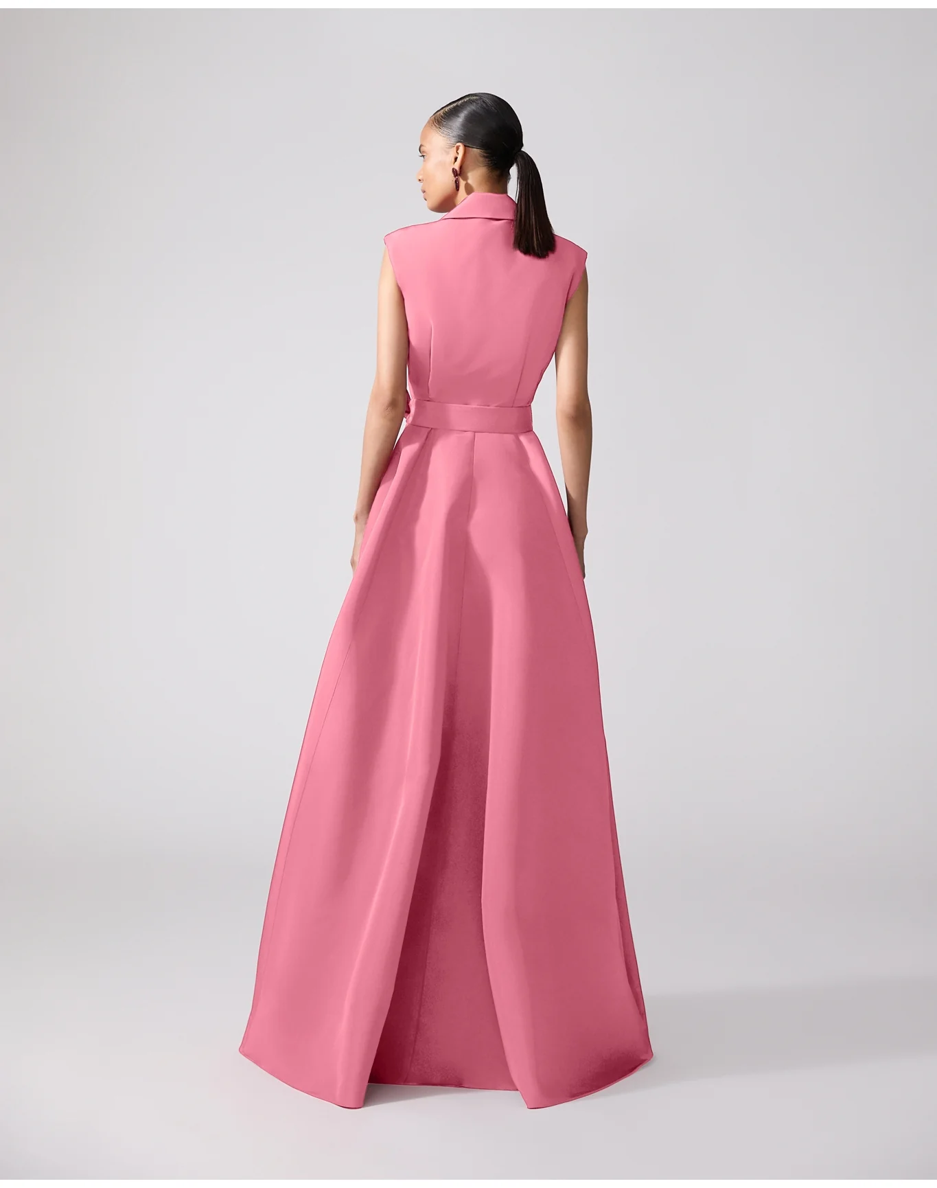 Sleeveless Trench Gown With Self Belt | Sunset - Image 3