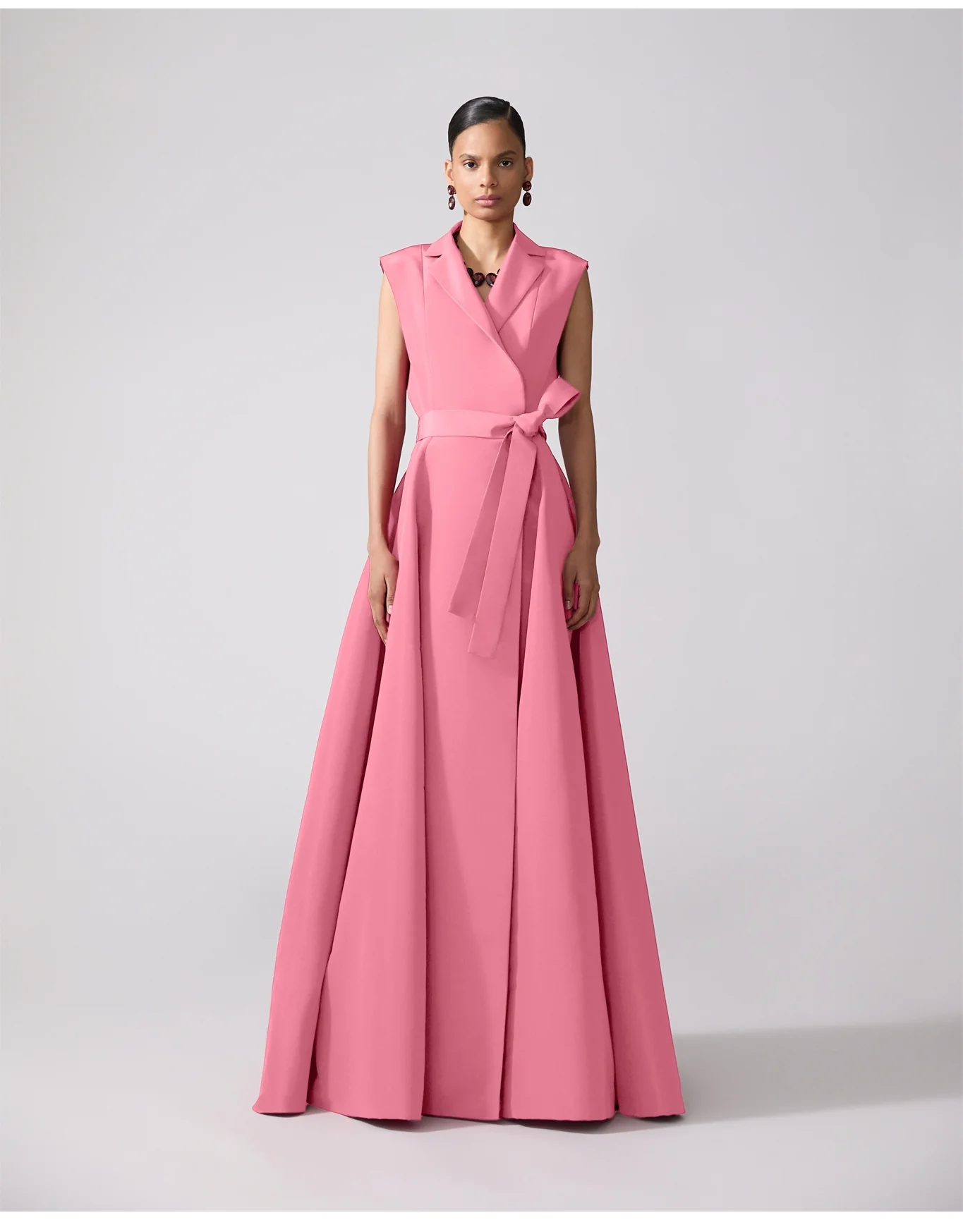 Sleeveless Trench Gown With Self Belt | Sunset - Image 4
