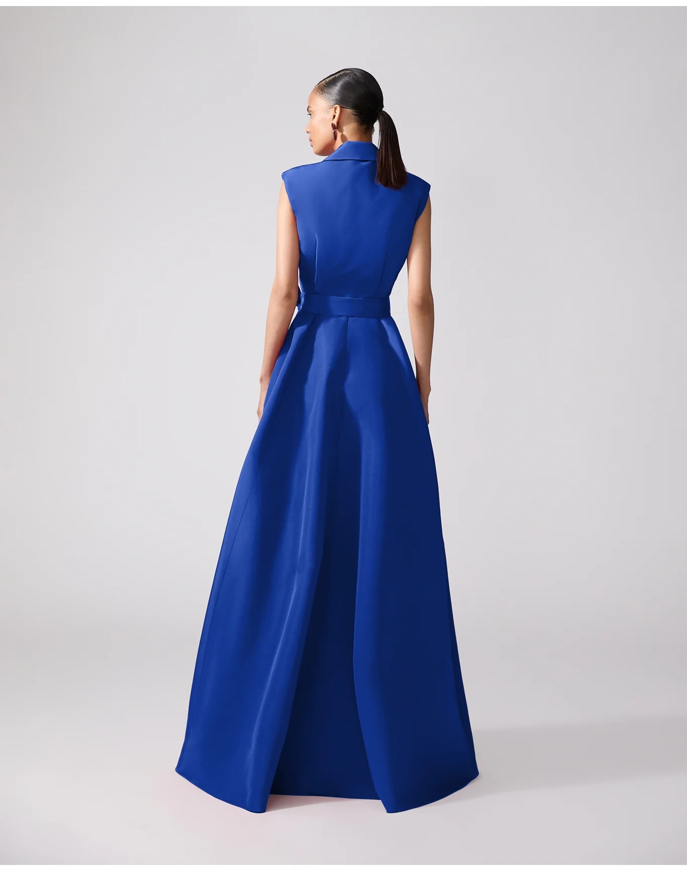 Sleeveless Trench Gown With Self Belt | Ultramarine - Image 3