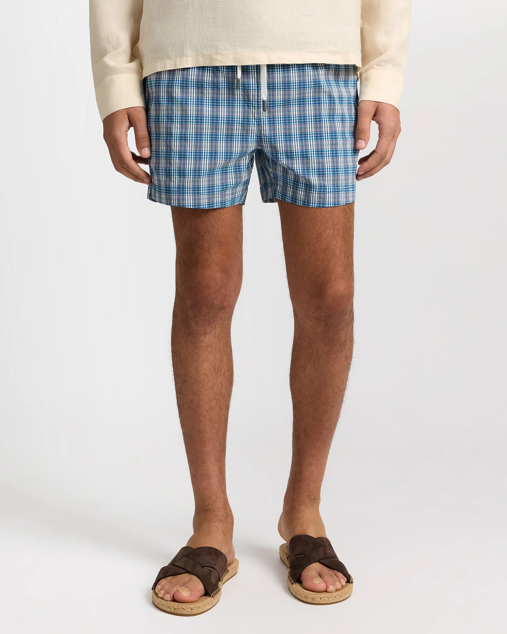 Mens | Charles 4" Swim Trunk | Blue/White - Image 2