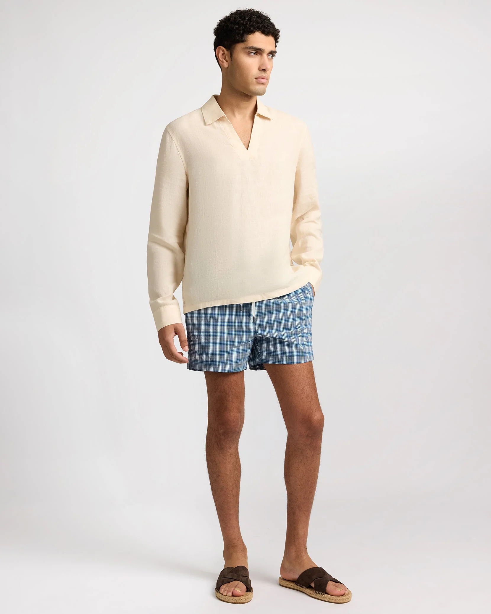 Mens | Charles 4" Swim Trunk | Blue/White - Image 4