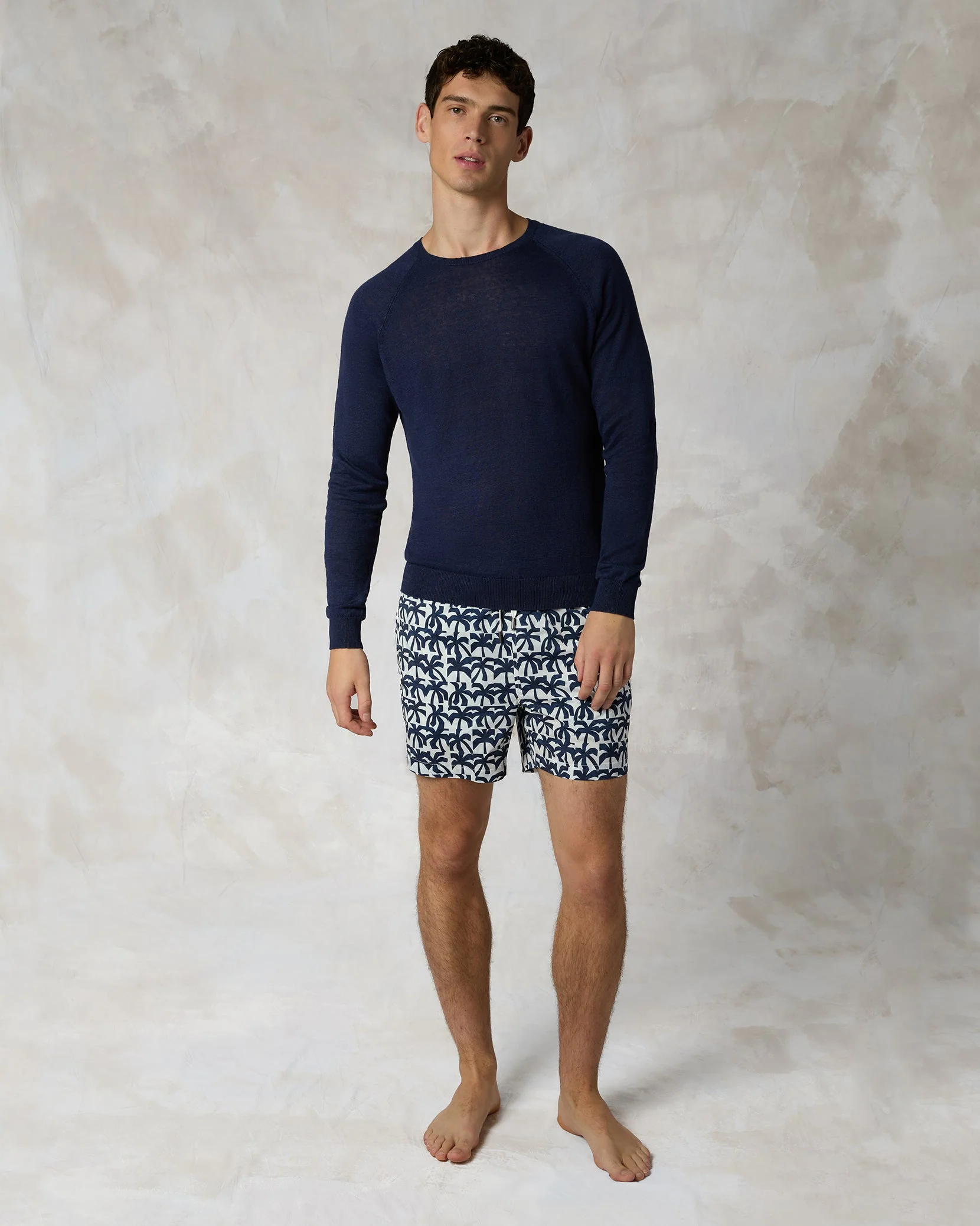 Mens | Charles 5" Swim Trunk | White/Deep Navy - Image 3
