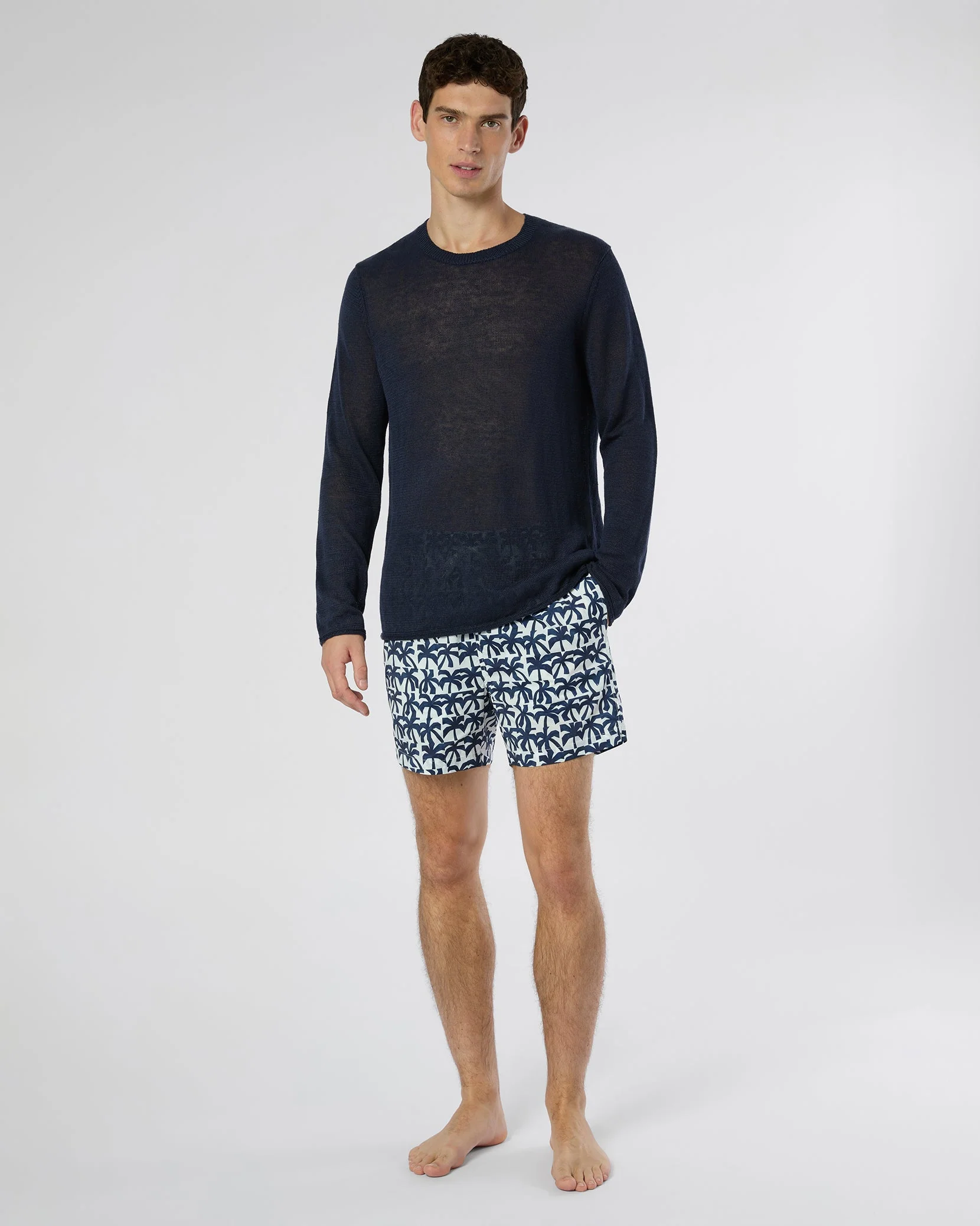 Mens | Charles 5" Swim Trunk | White/Deep Navy - Image 4
