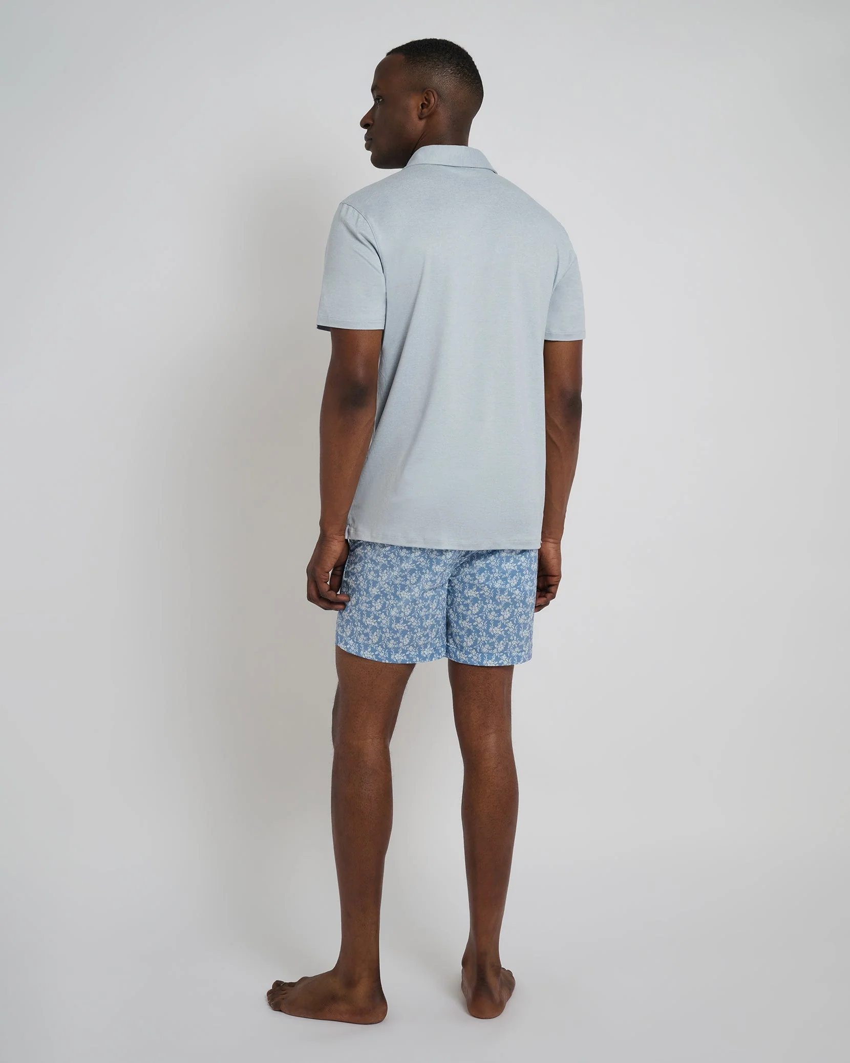 Mens | Charles 5" Swim Trunk | Micro Hibiscus Baby Blue - Image 5