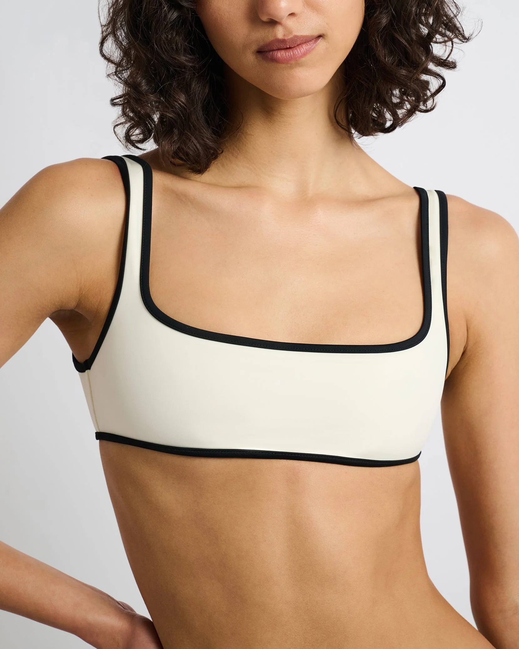 Womens | Claire Bikini Top | Egret/Black - Image 4