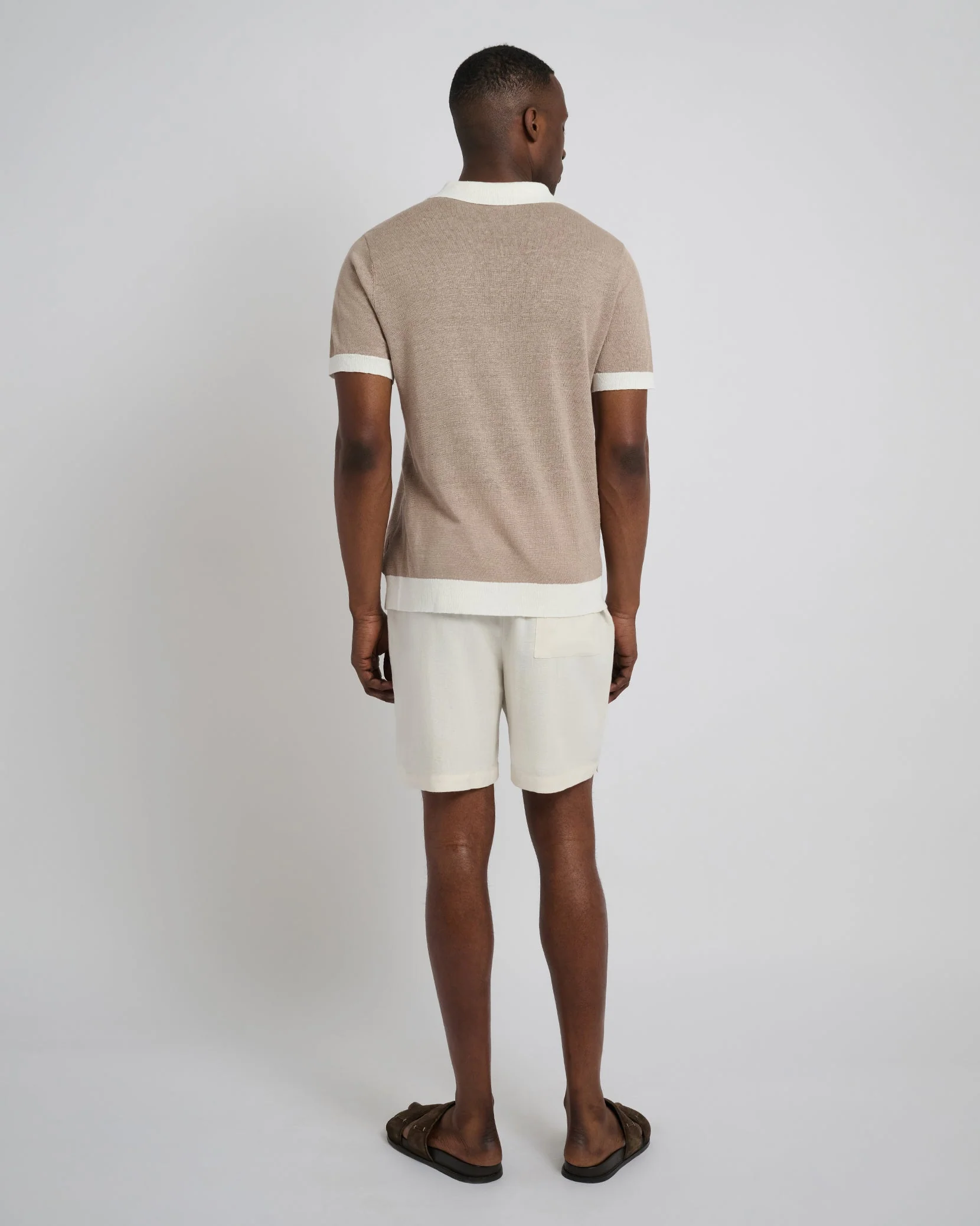 Mens | Classic 6" Pull On Linen Short | Oat - Image 5