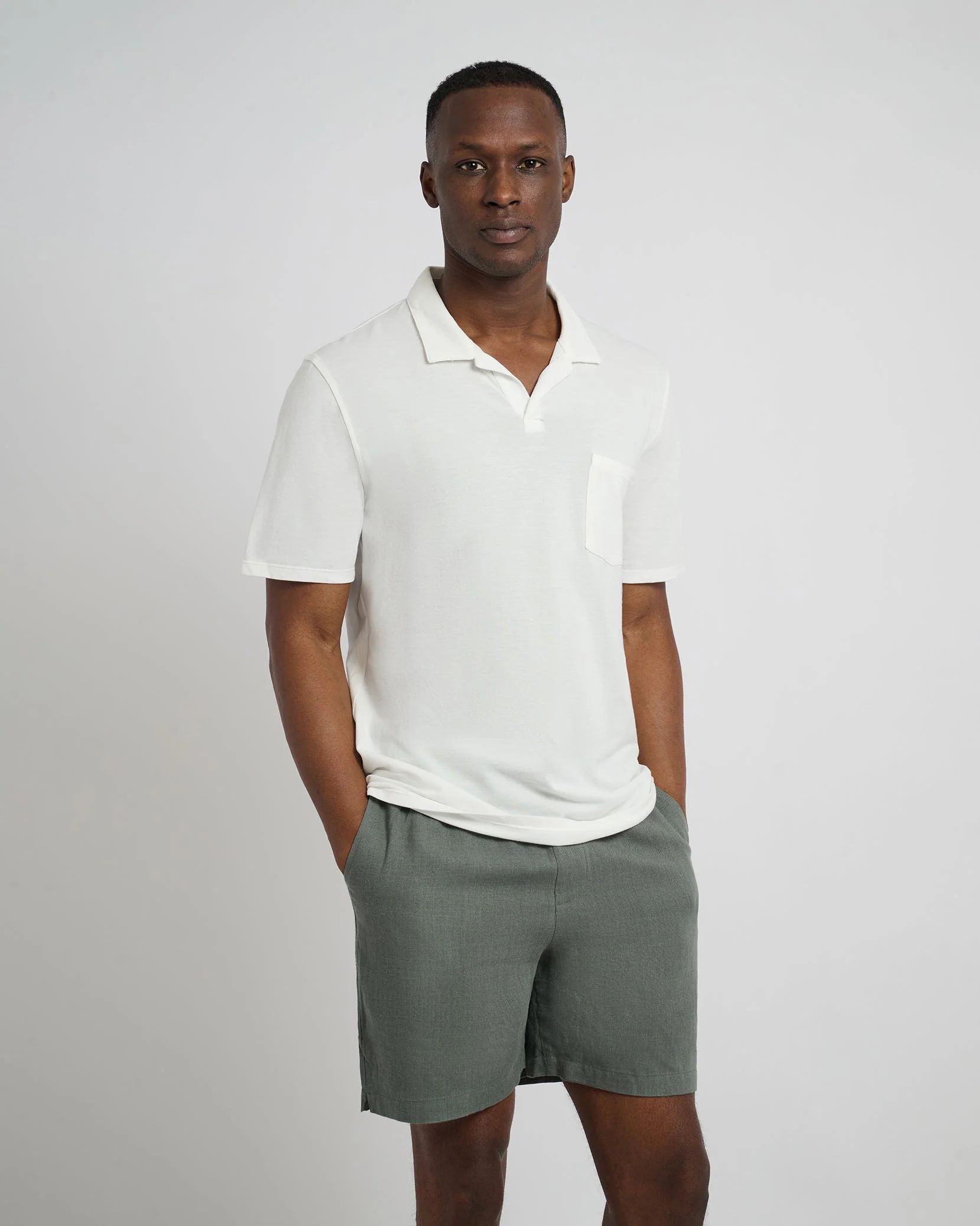 Mens | Classic 6" Pull On Linen Short | Agave - Image 4