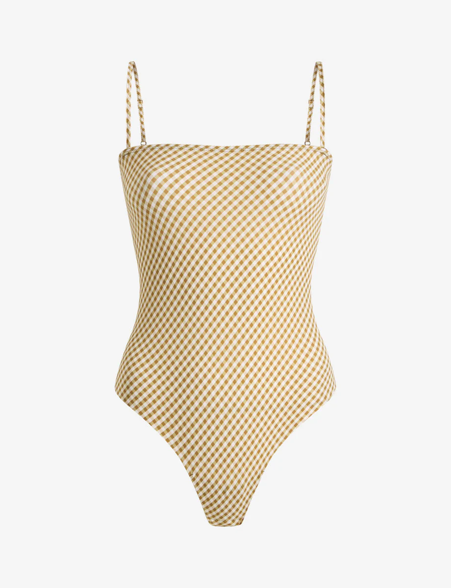 Classic Print Straight Cami Bodysuit | Cactus Gingham - Image 9