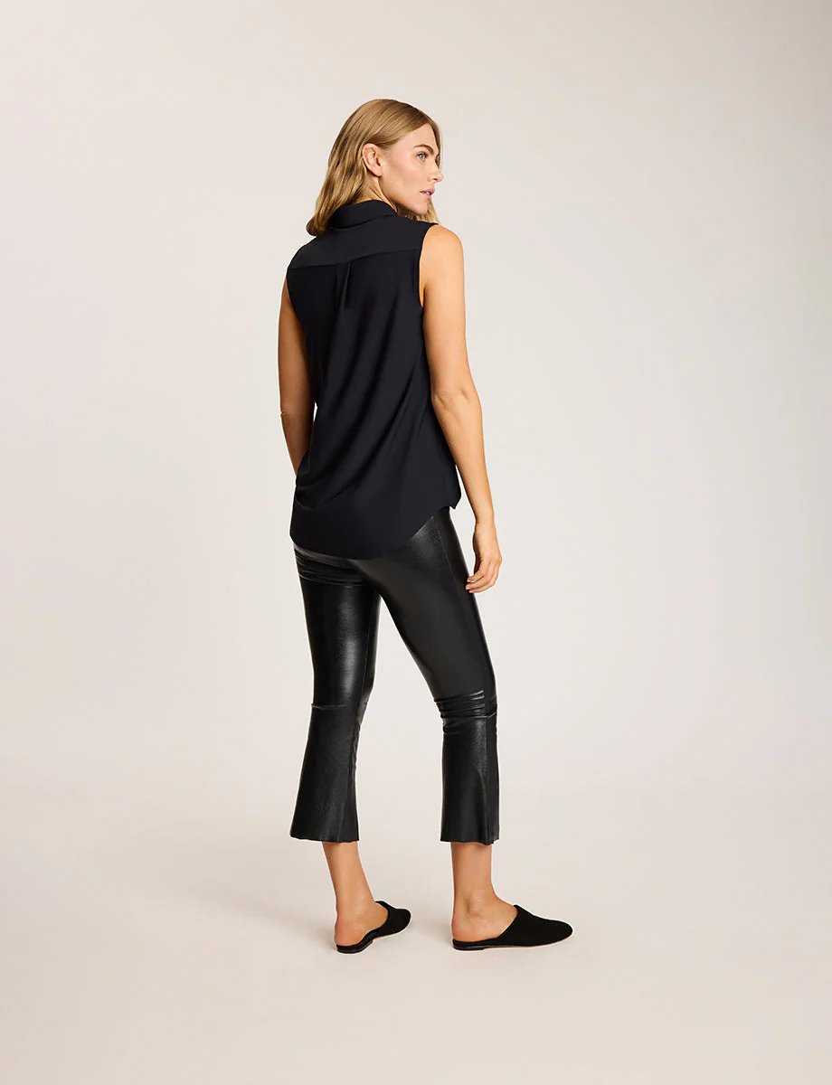Classic Sleeveless Oversized Button Down Shirt | Black - Image 3